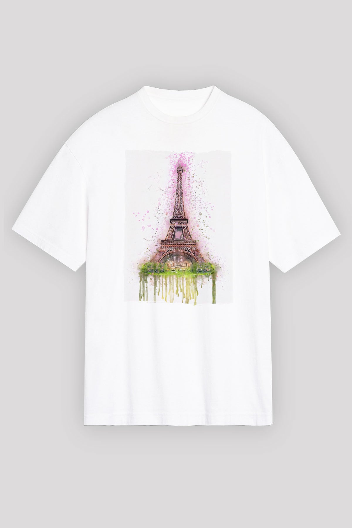 Eyfel Kulesi Beyaz Unisex Tişört T-Shirt - TişörtFabrikası