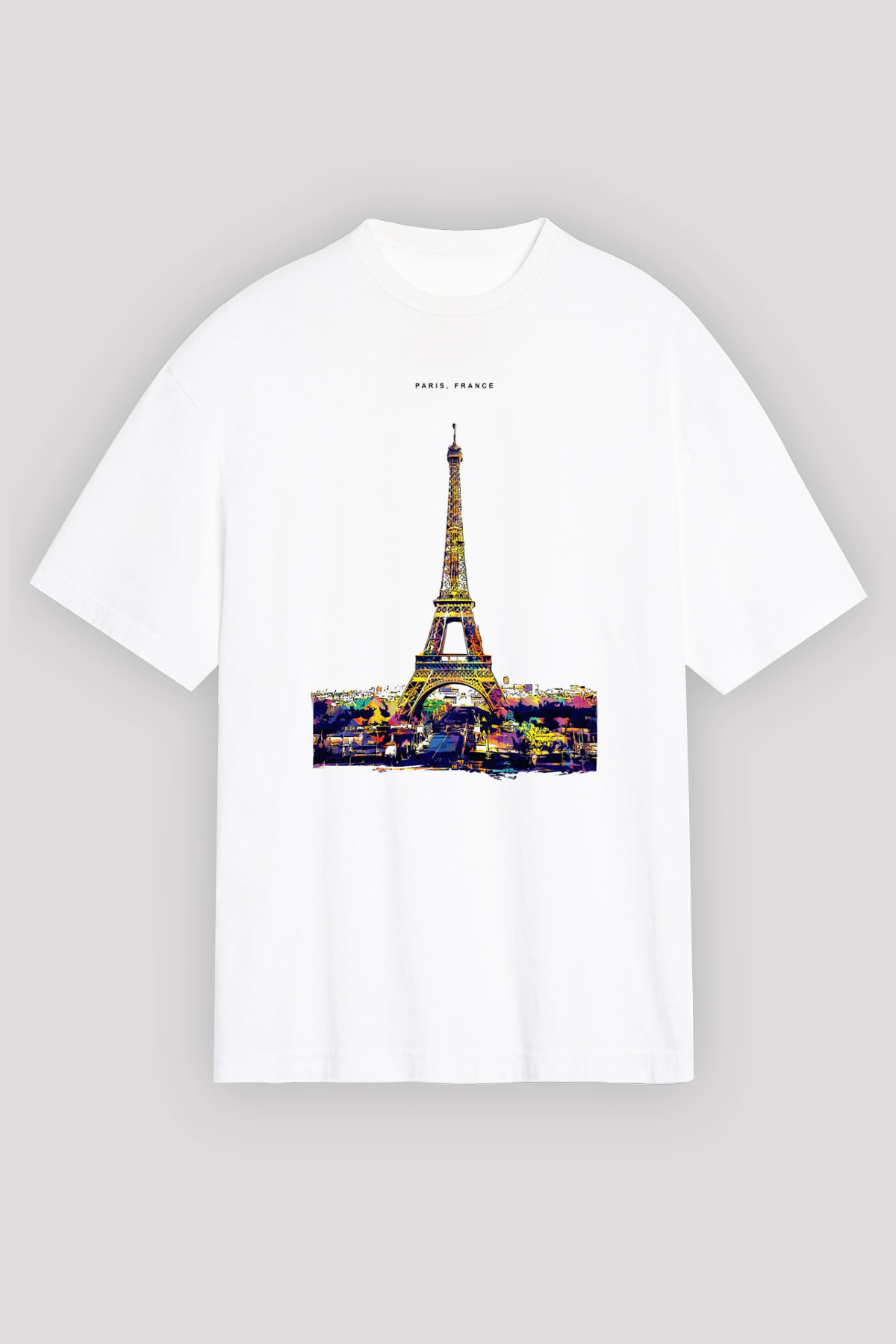 Eyfel Kulesi Beyaz Unisex Tişört T-Shirt - TişörtFabrikası