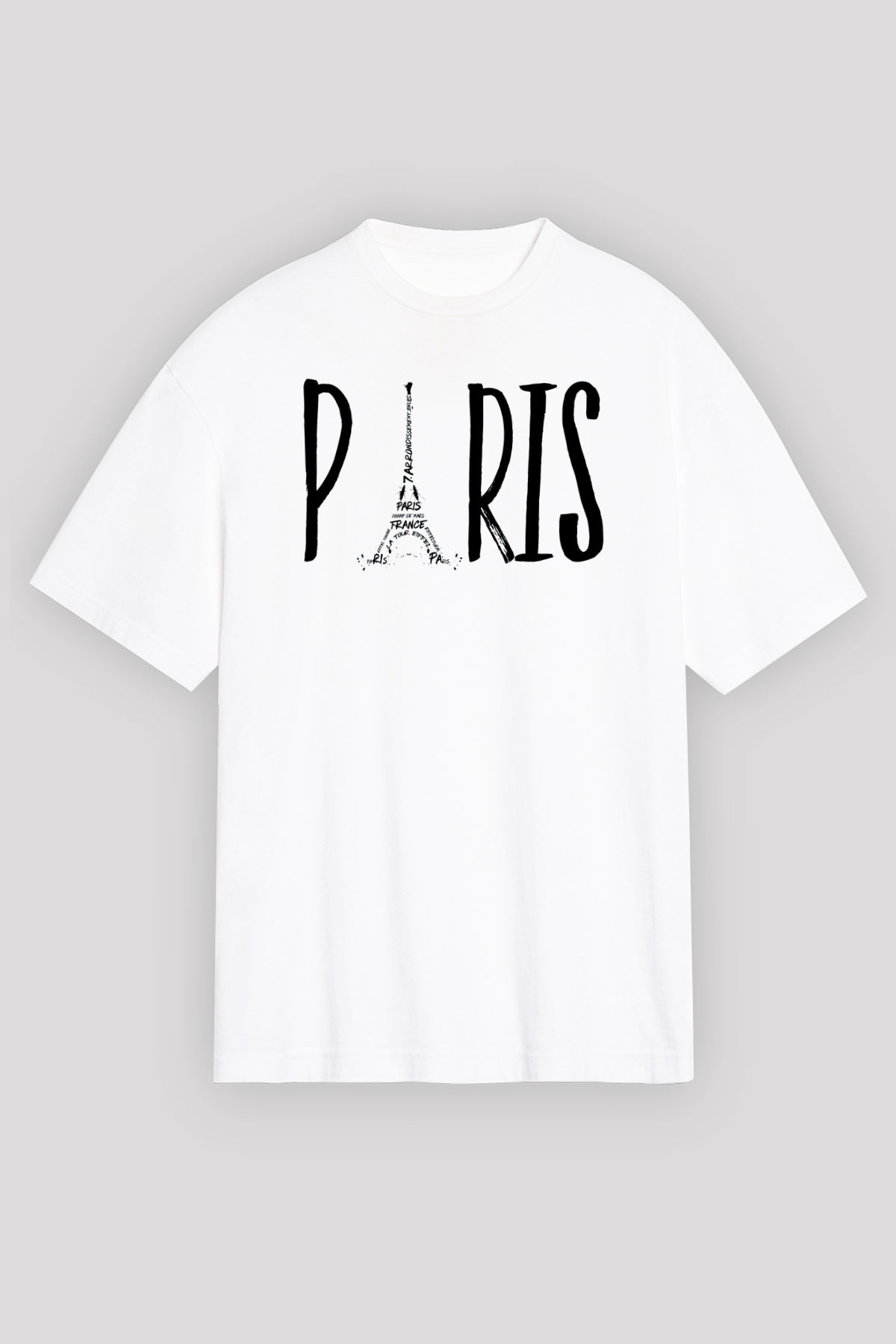 Eyfel Kulesi Beyaz Unisex Tişört T-Shirt - TişörtFabrikası