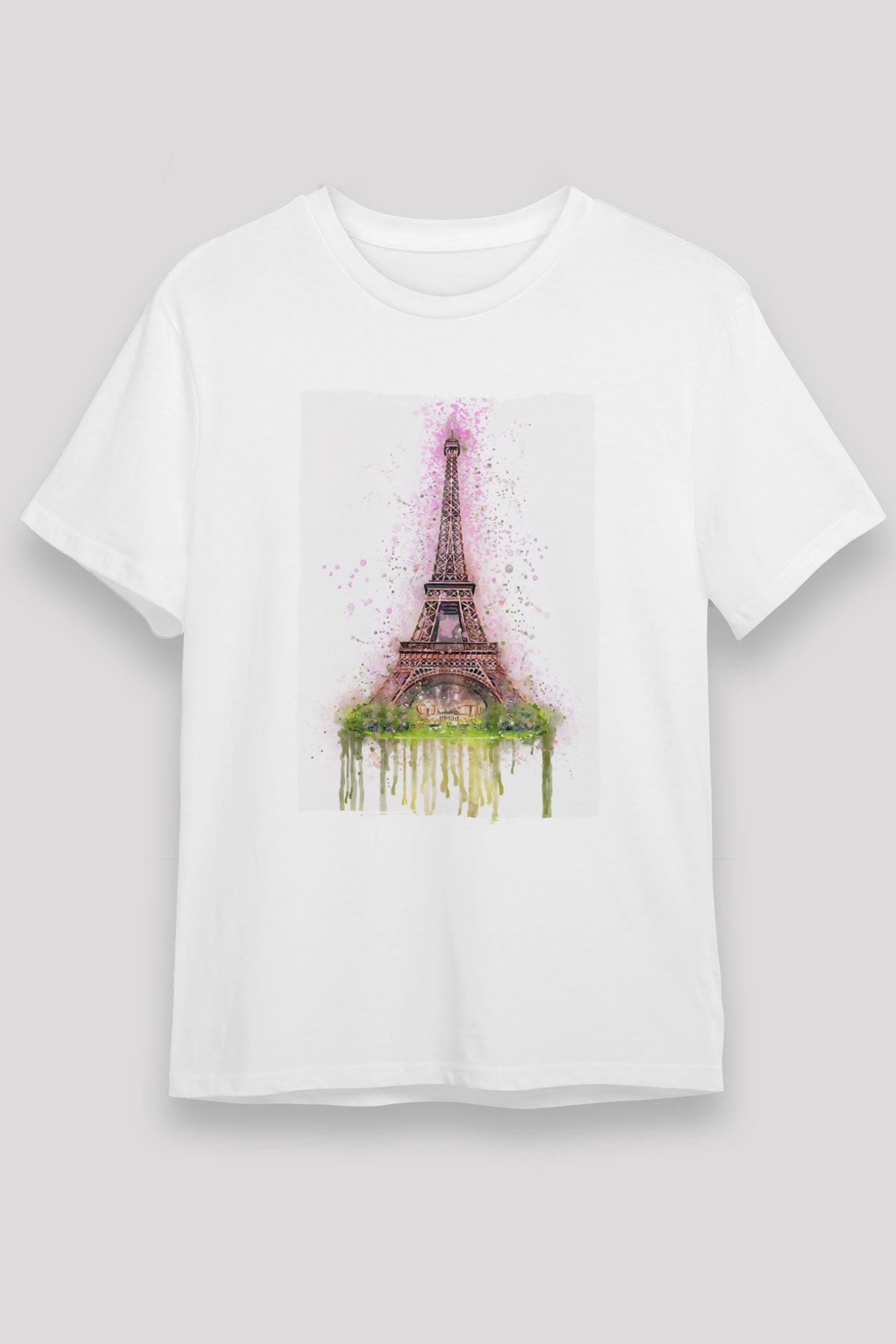 Eyfel Kulesi Beyaz Unisex Tişört T-Shirt - TişörtFabrikası