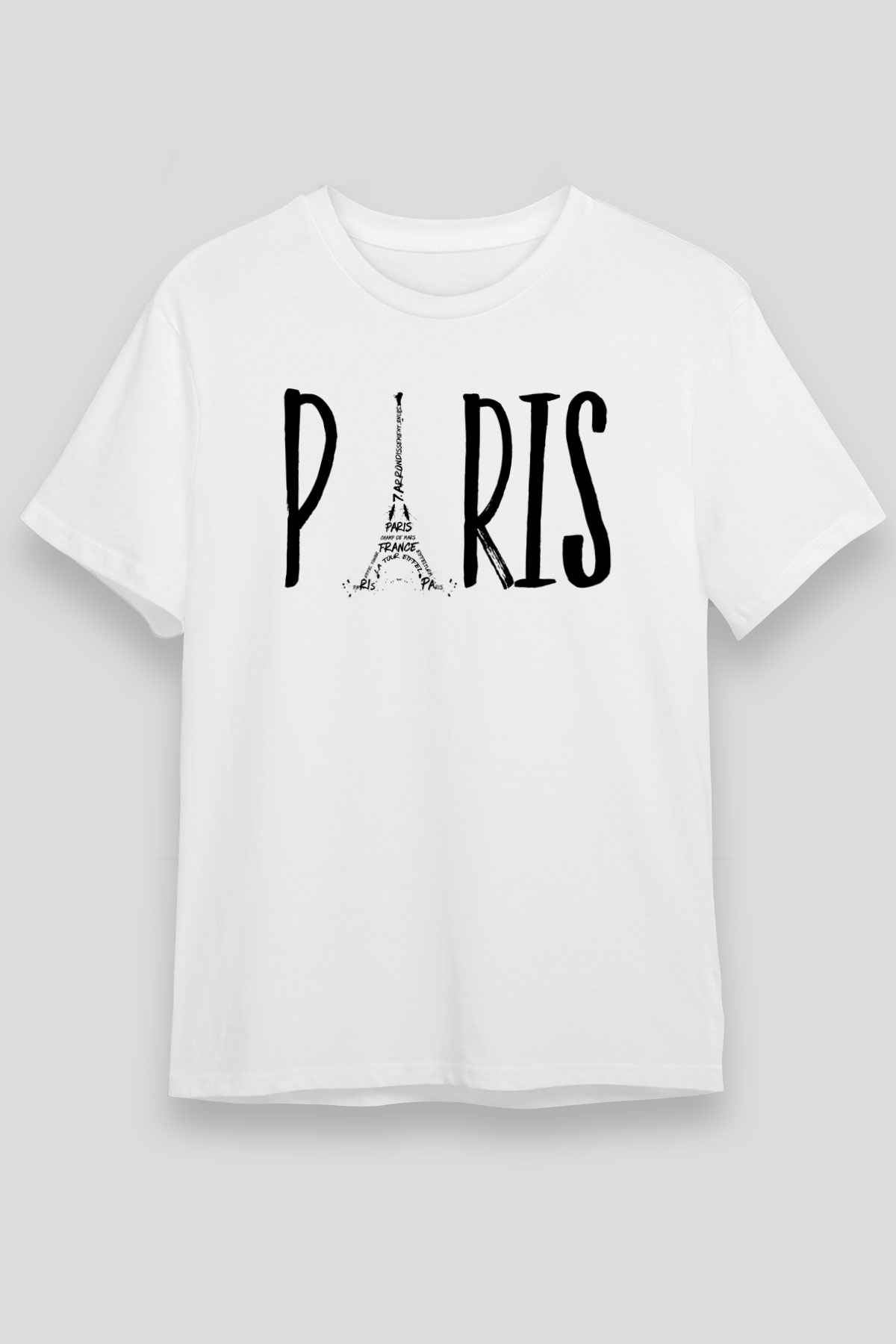 Eyfel Kulesi Beyaz Unisex Tişört T-Shirt - TişörtFabrikası