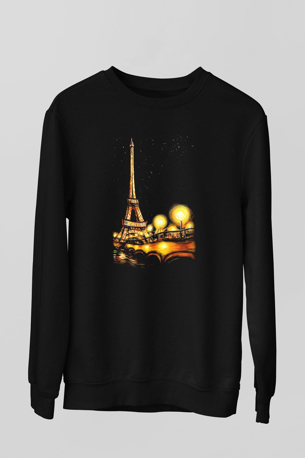 Eyfel Kulesi Siyah Unisex Sweatshirt