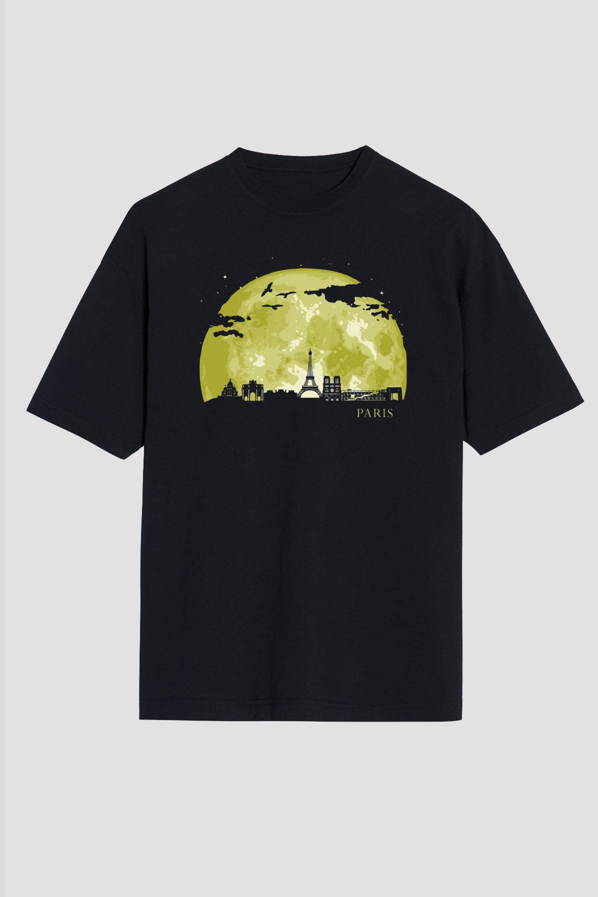 Eyfel Kulesi Siyah Unisex Tişört T-Shirt - TişörtFabrikası