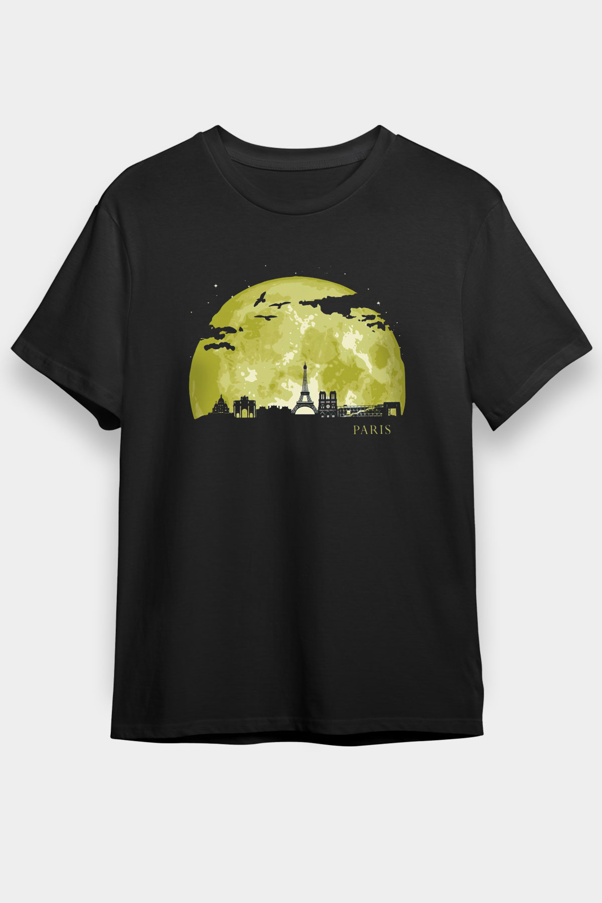 Eyfel Kulesi Siyah Unisex Tişört T-Shirt - TişörtFabrikası