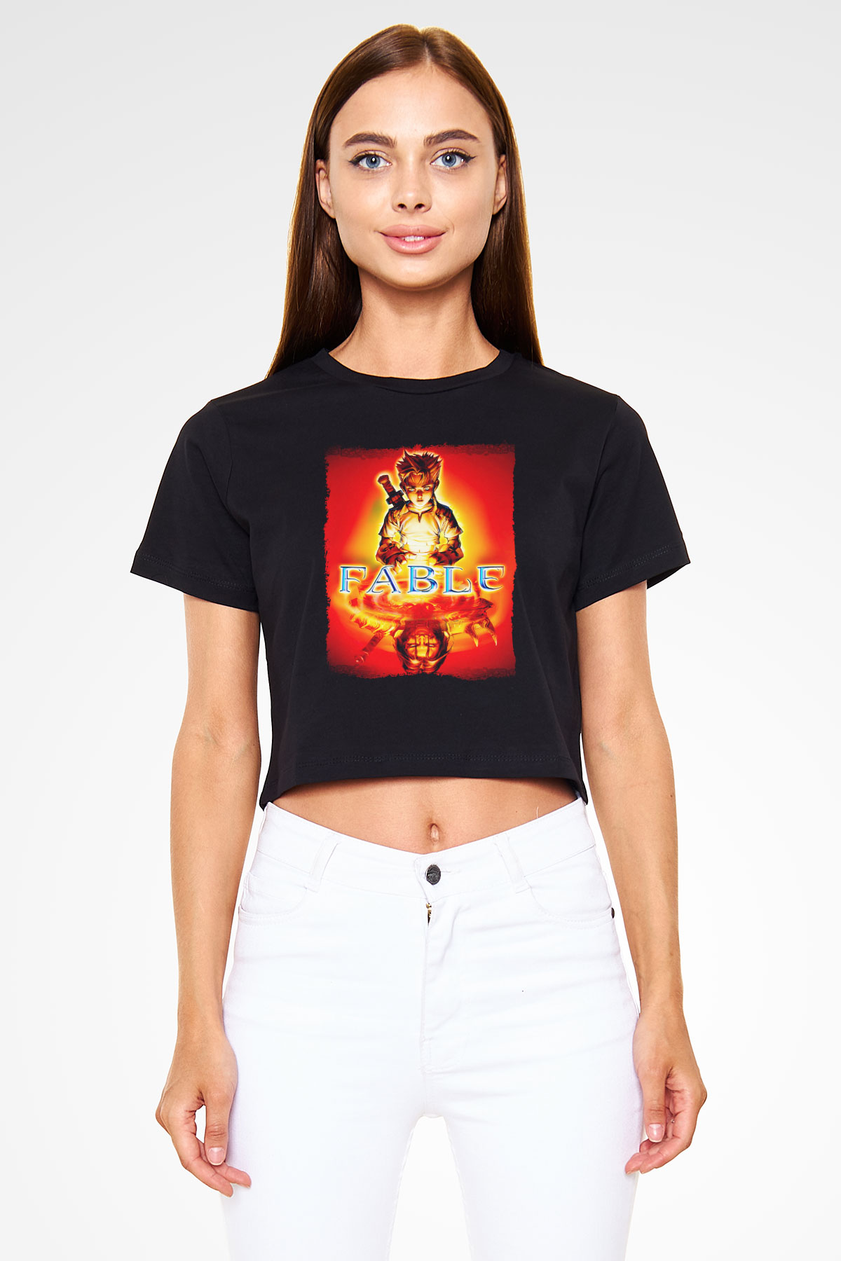 Fable Siyah  Crop Top Tişört