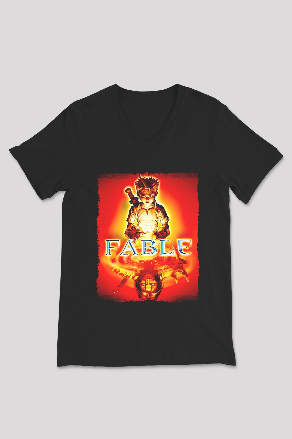 Fable Siyah Unisex V Yaka Tişört