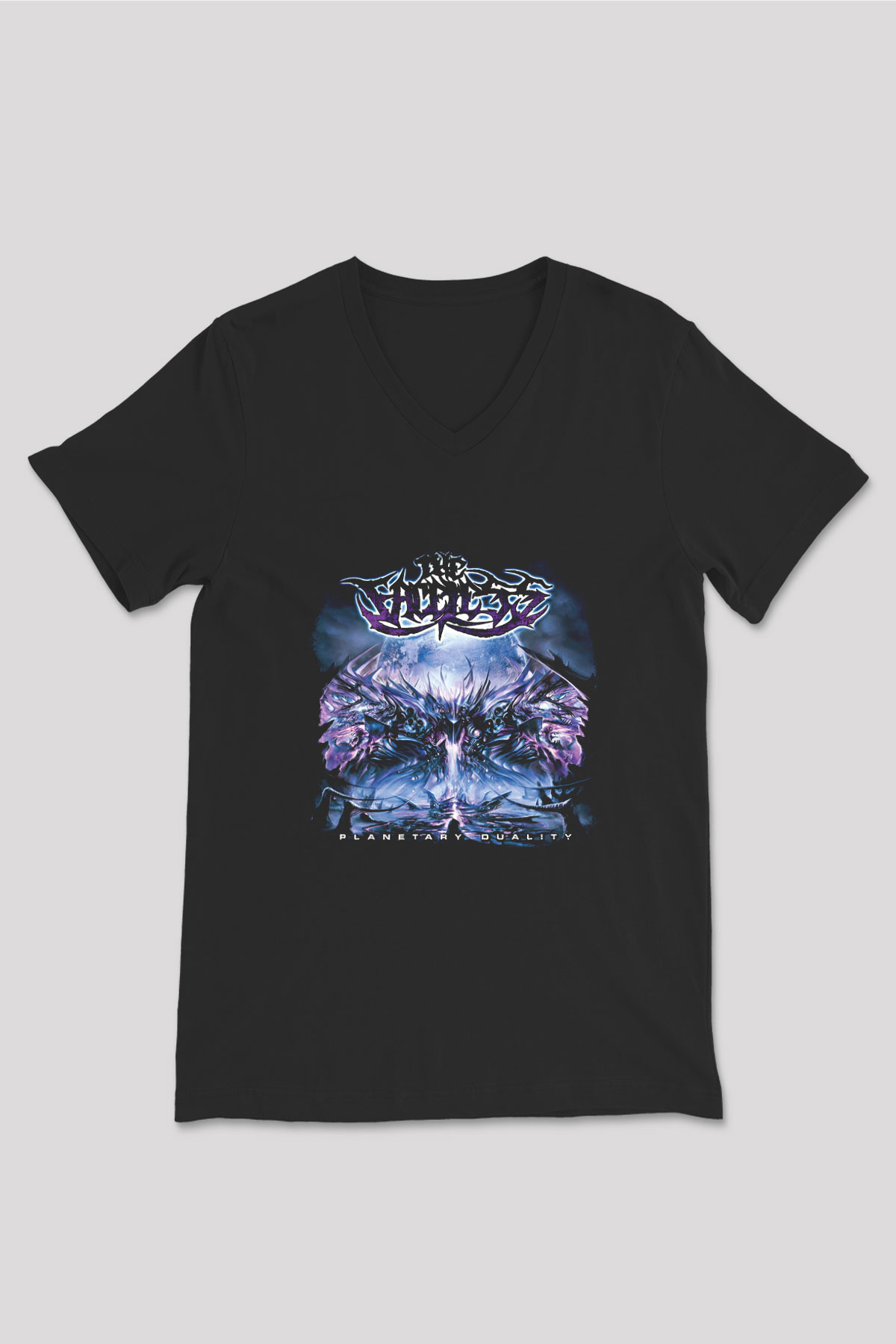 Faceless (The) Baskılı Unisex Siyah V Yaka Tişört
