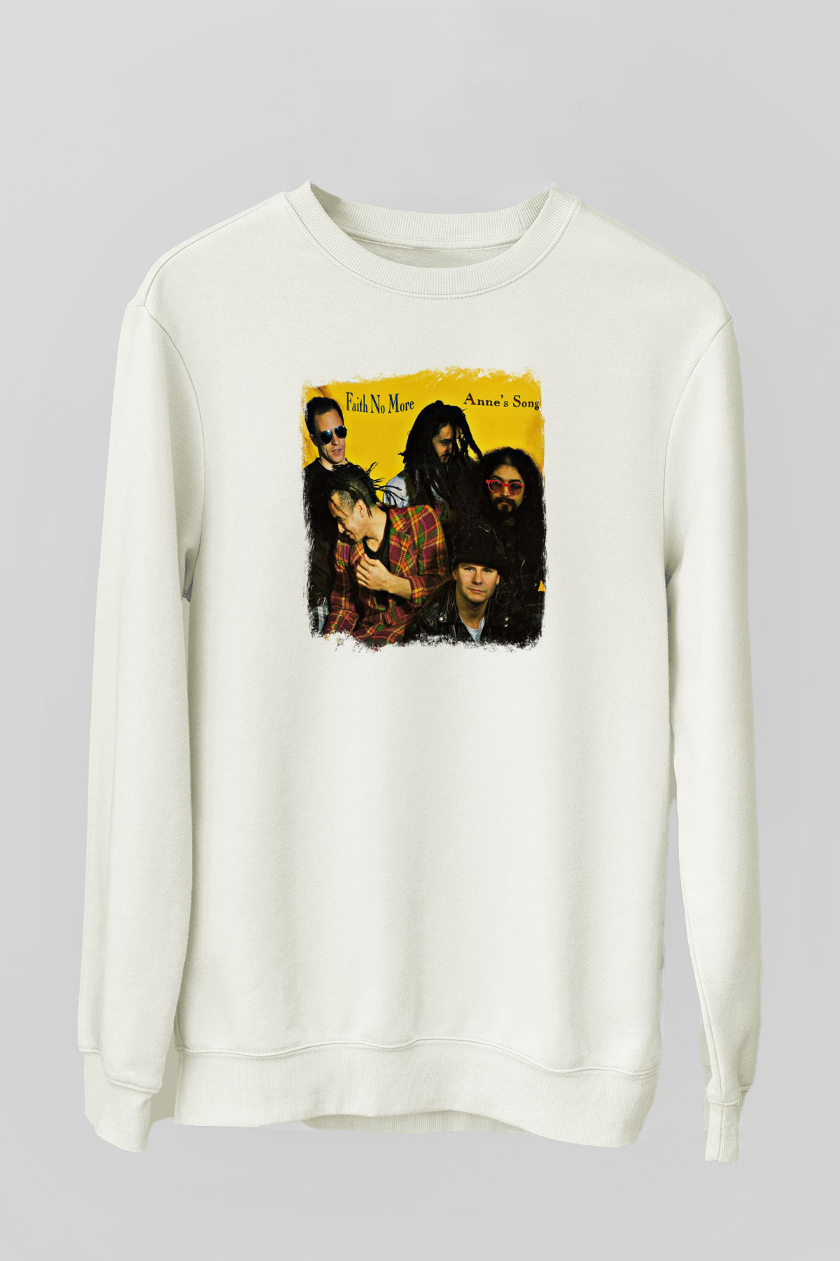 Faith No More Baskılı Unisex Beyaz Sweatshirt