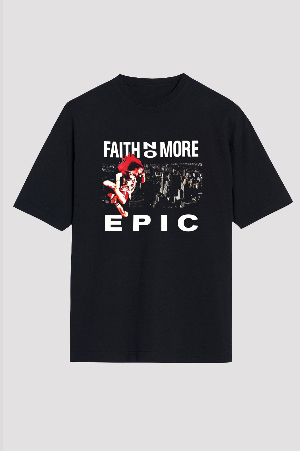 Faith No More Baskılı Unisex Siyah Oversize Tişört