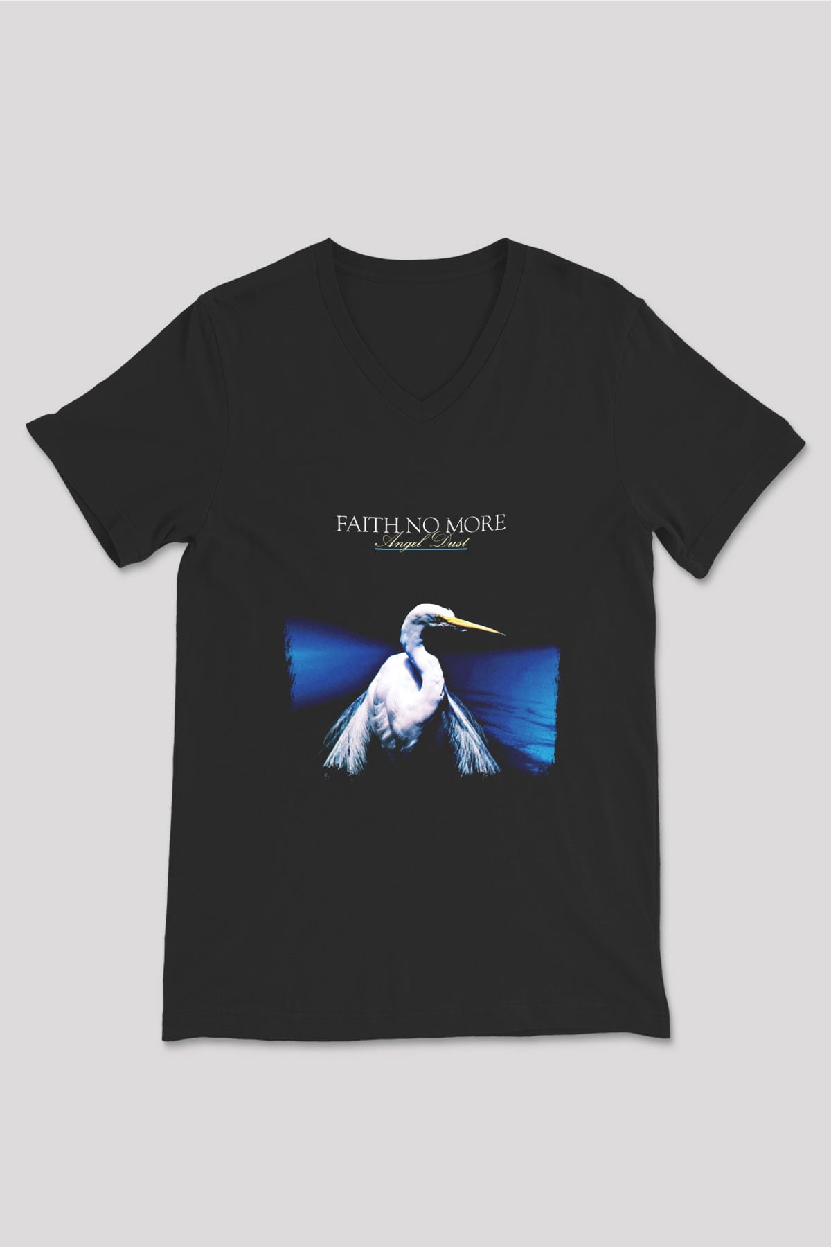 Faith No More Baskılı Unisex Siyah V Yaka Tişört