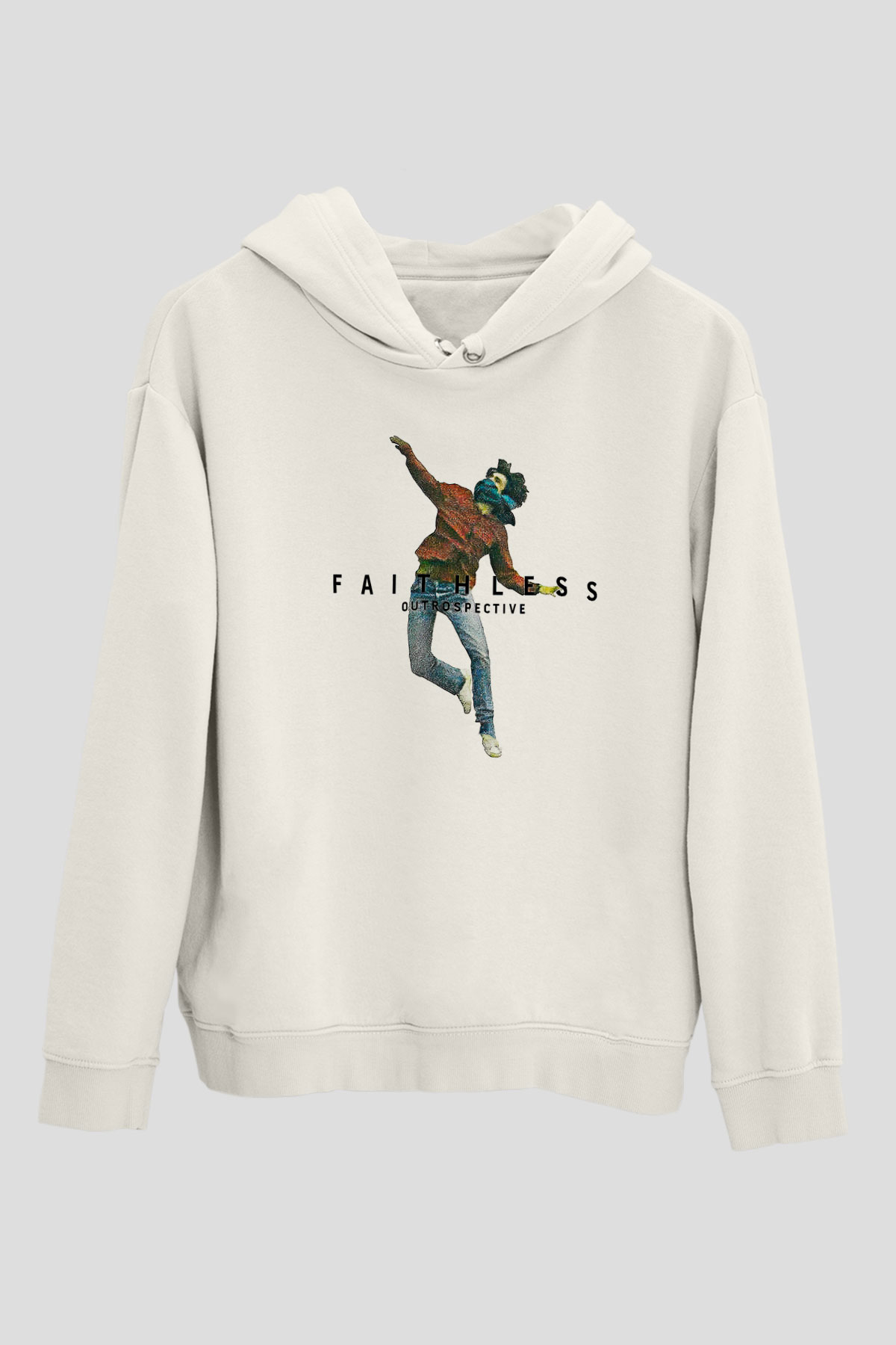 Faithless Baskılı Beyaz Unisex Kapüşonlu Sweatshirt
