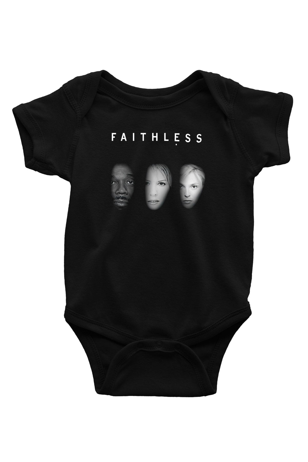 Faithless Baskılı Unisex Siyah Bebek Body - Zıbın