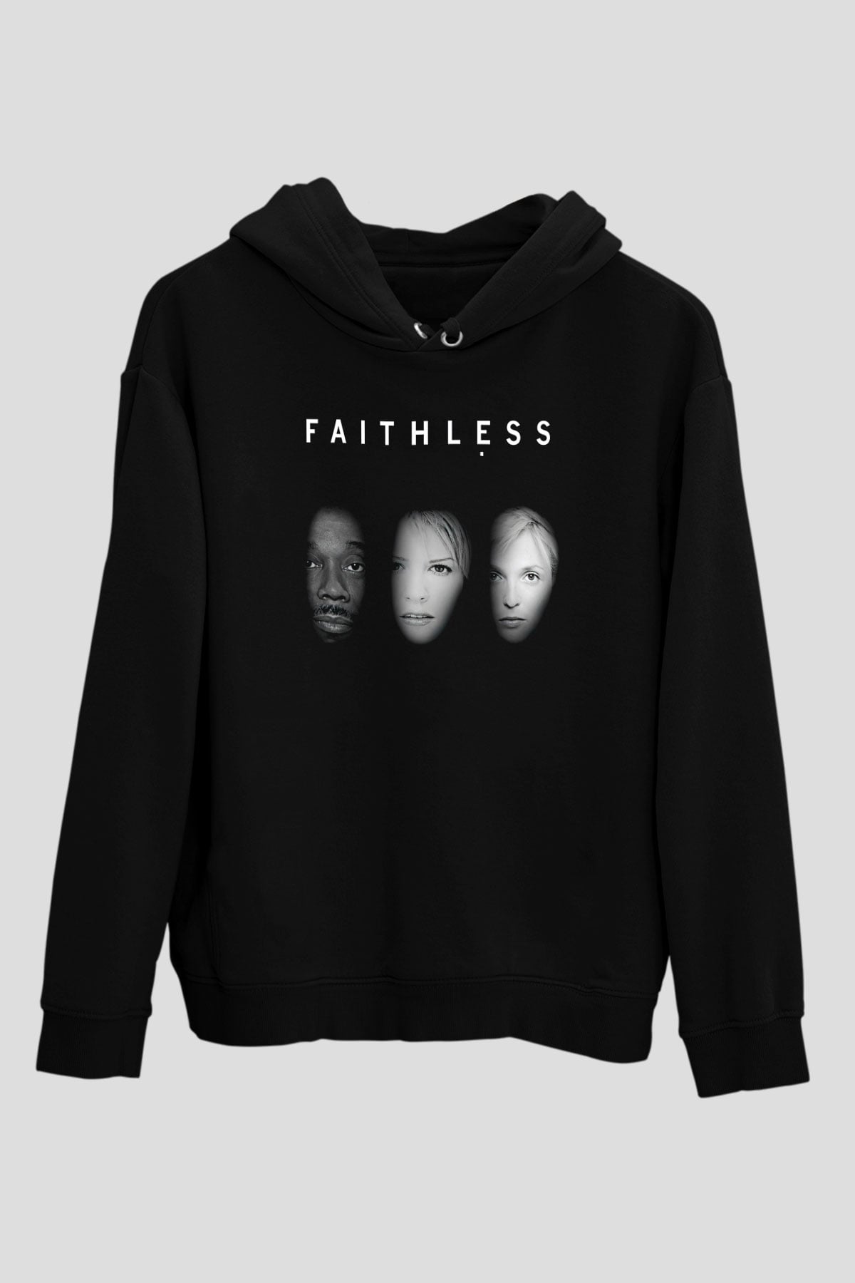 Faithless Baskılı Unisex Siyah Hoodie