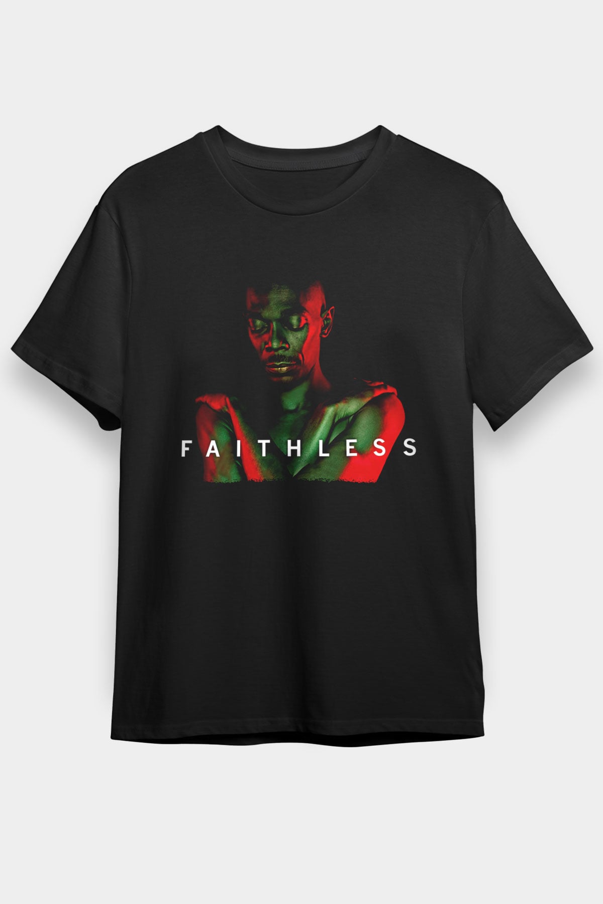 Faithless Baskılı Unisex Siyah Tişört - Tshirt