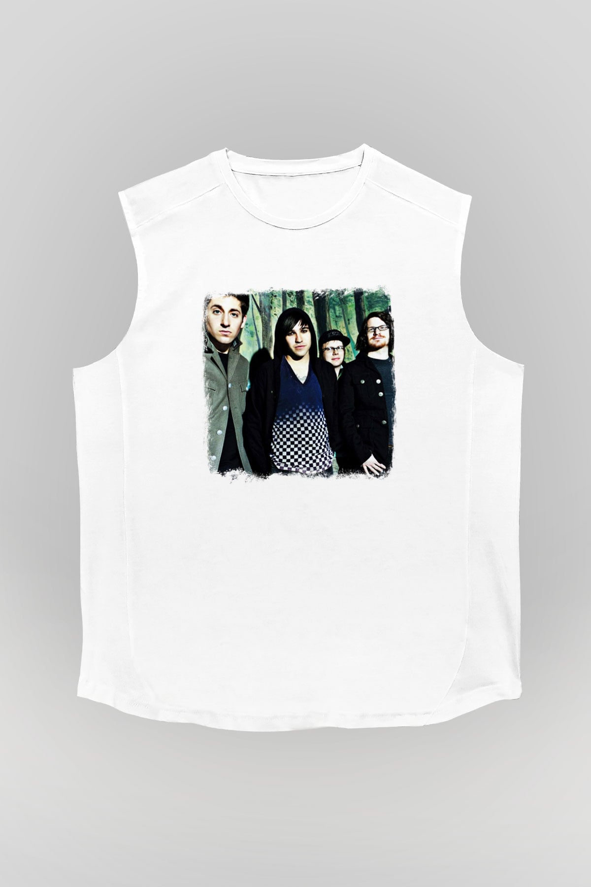 Fall Out Boy Baskılı Unisex Beyaz Kolsuz Tişört