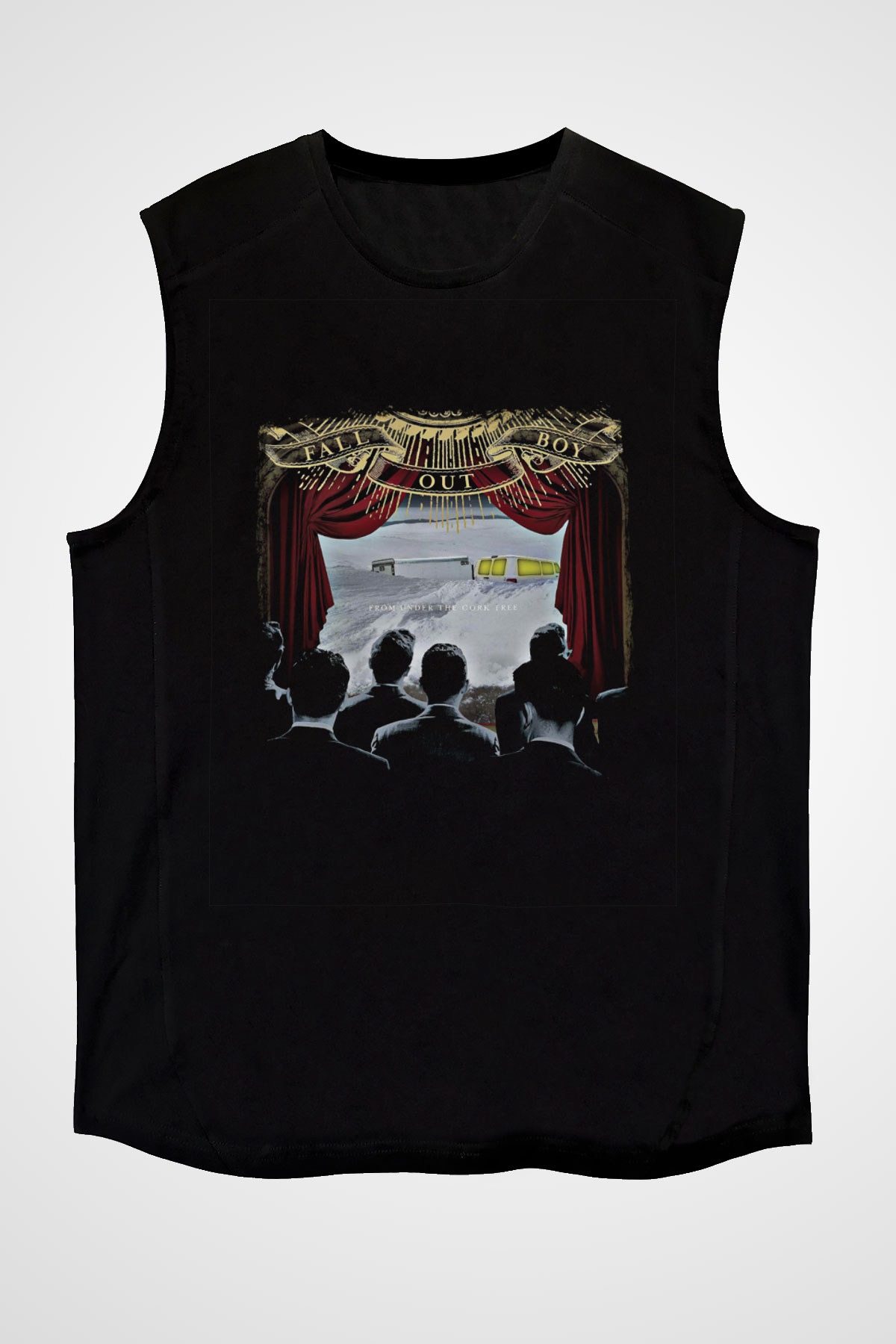 Fall Out Boy Baskılı Unisex Siyah Kolsuz Tişört