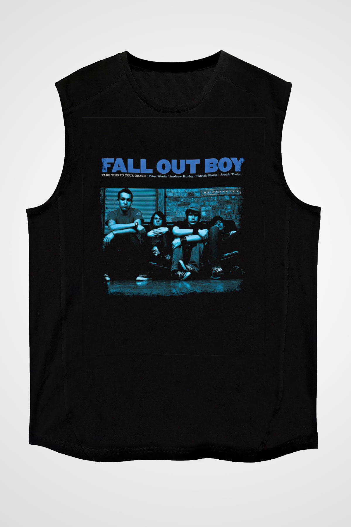 Fall Out Boy Baskılı Unisex Siyah Kolsuz Tişört
