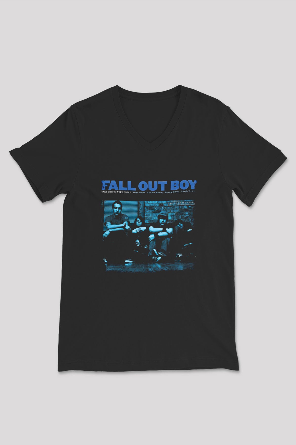 Fall Out Boy Baskılı Unisex Siyah V Yaka Tişört