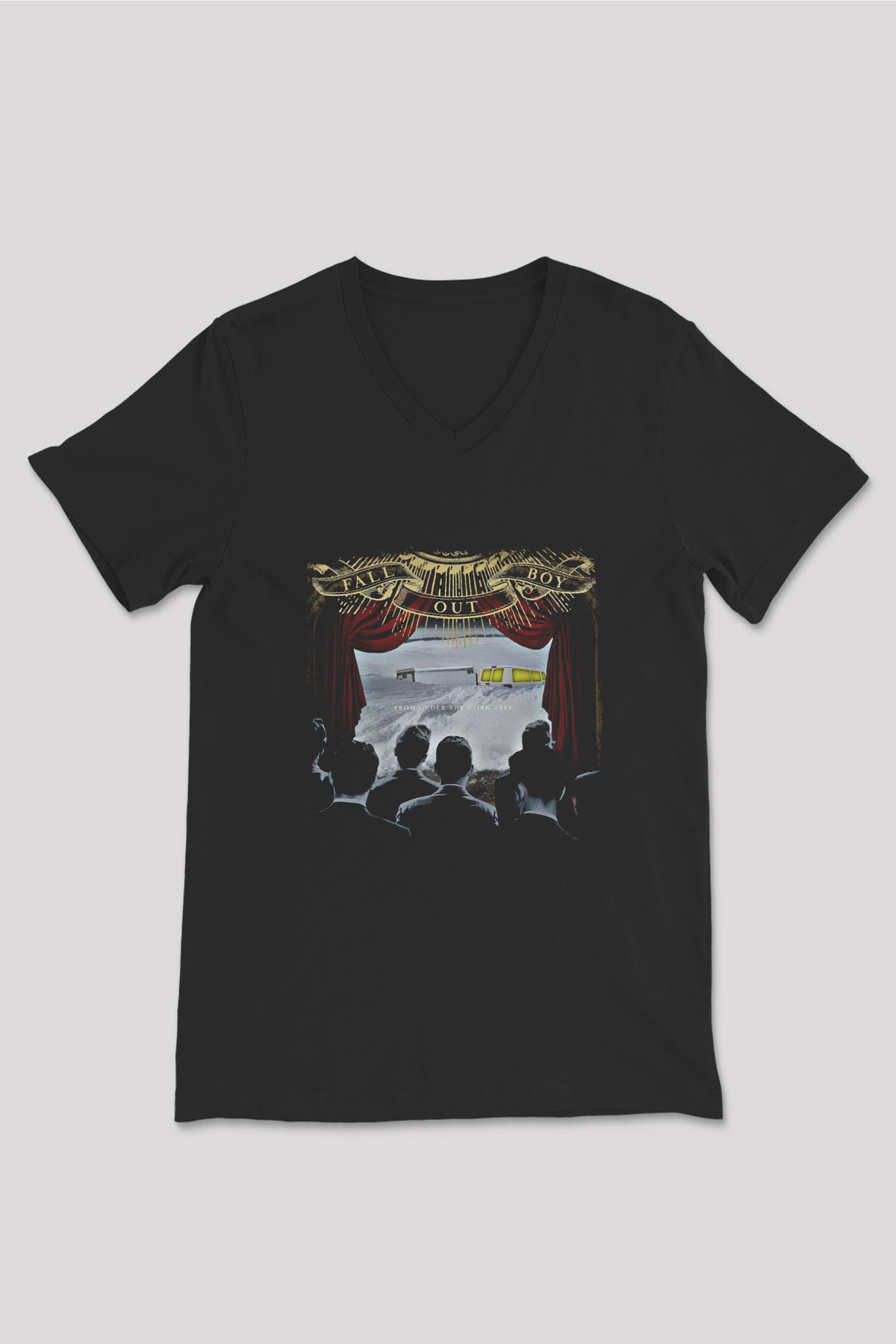 Fall Out Boy Baskılı Unisex Siyah V Yaka Tişört