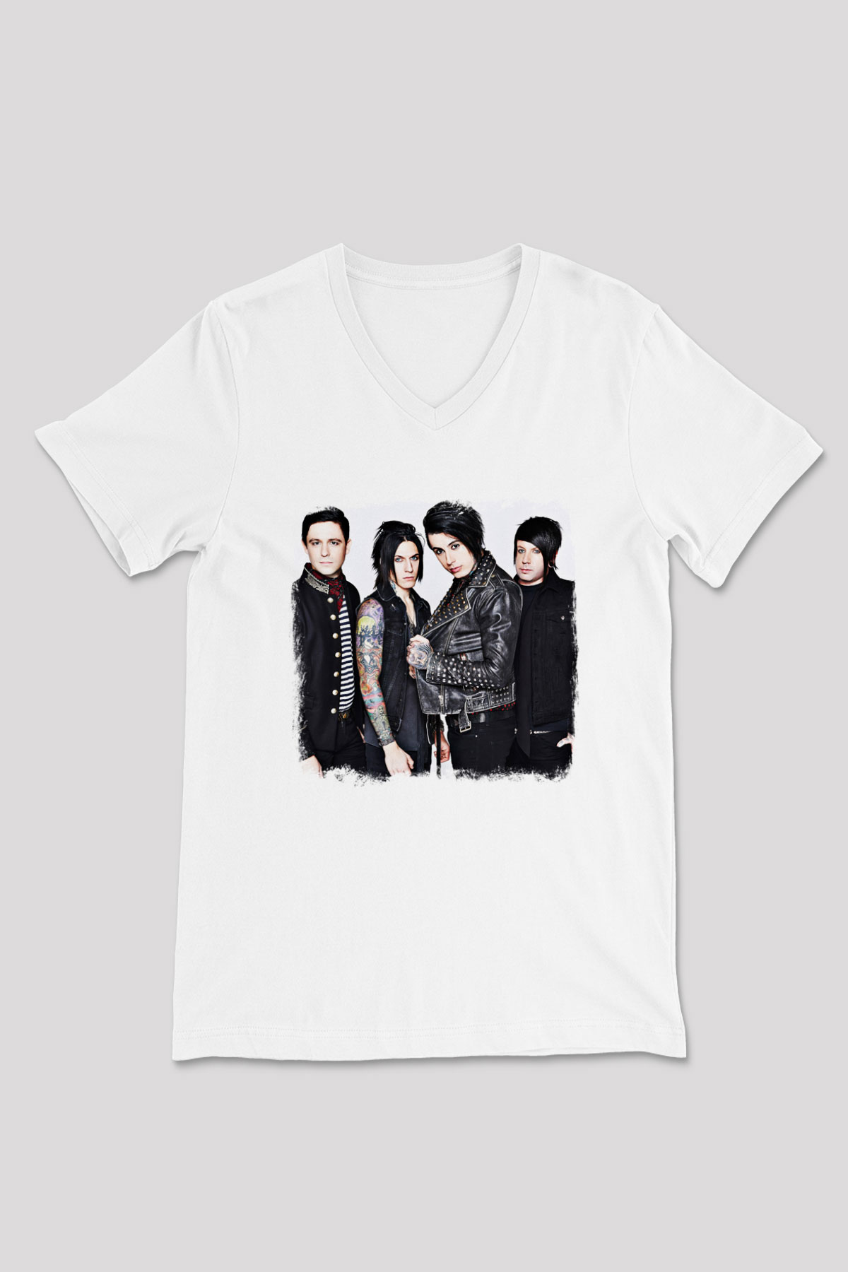 Falling In Reverse Baskılı Unisex Beyaz V Yaka Tişört