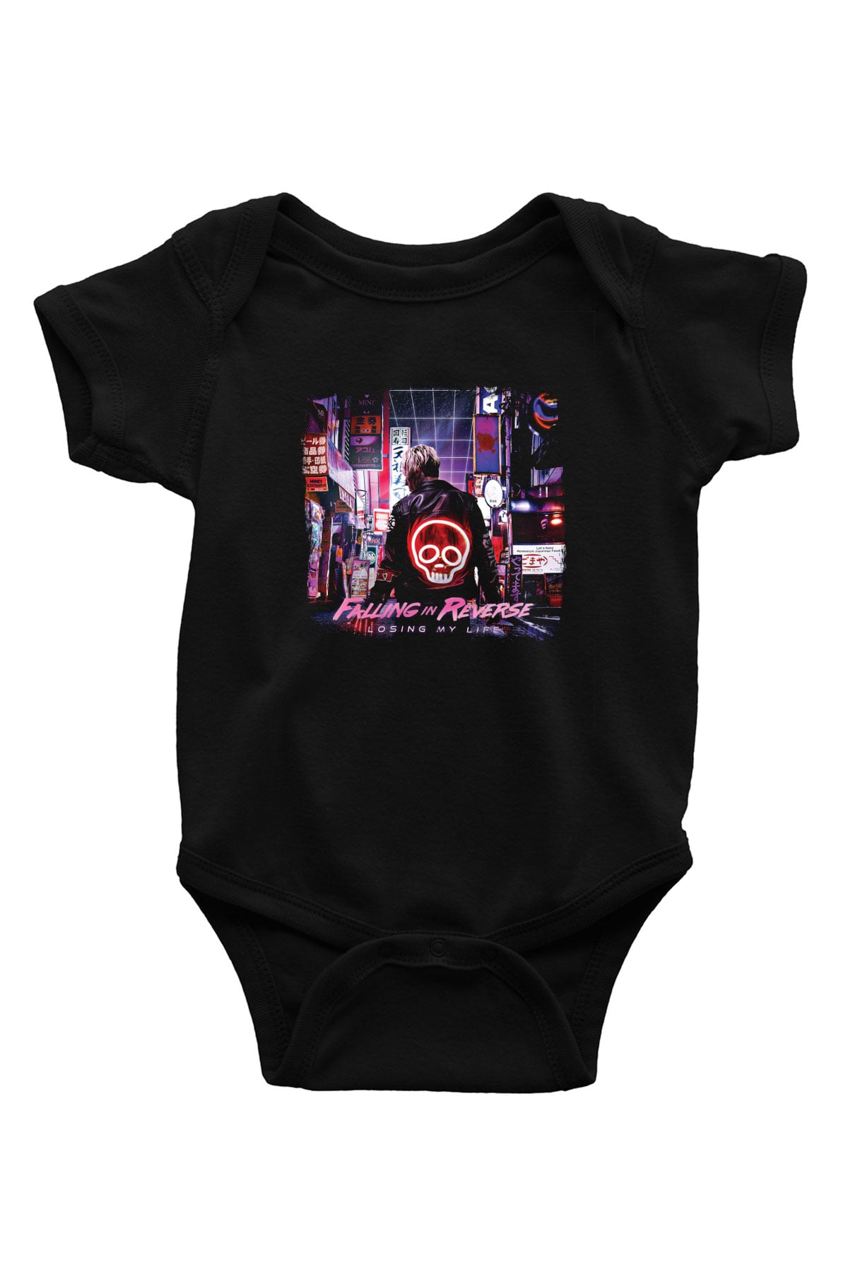 Falling In Reverse Baskılı Unisex Siyah Bebek Body - Zıbın