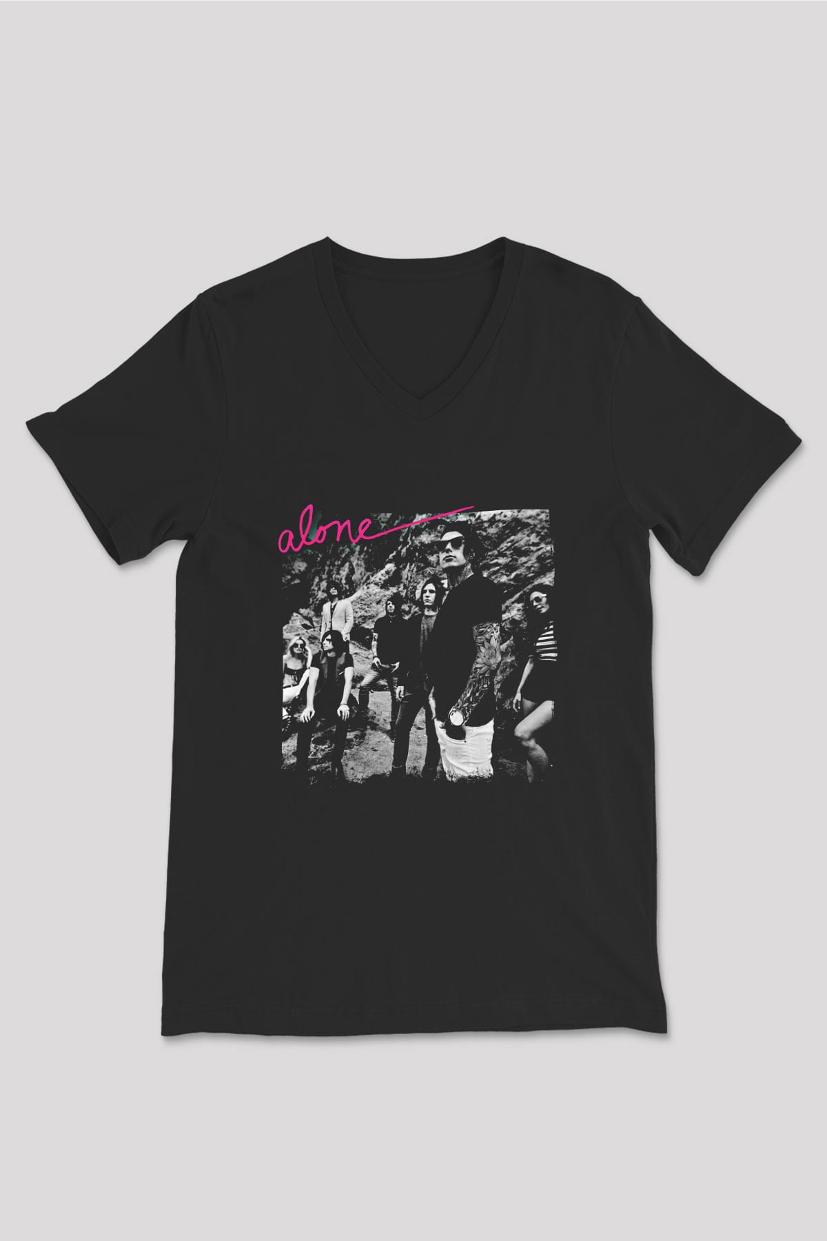 Falling In Reverse Baskılı Unisex Siyah V Yaka Tişört
