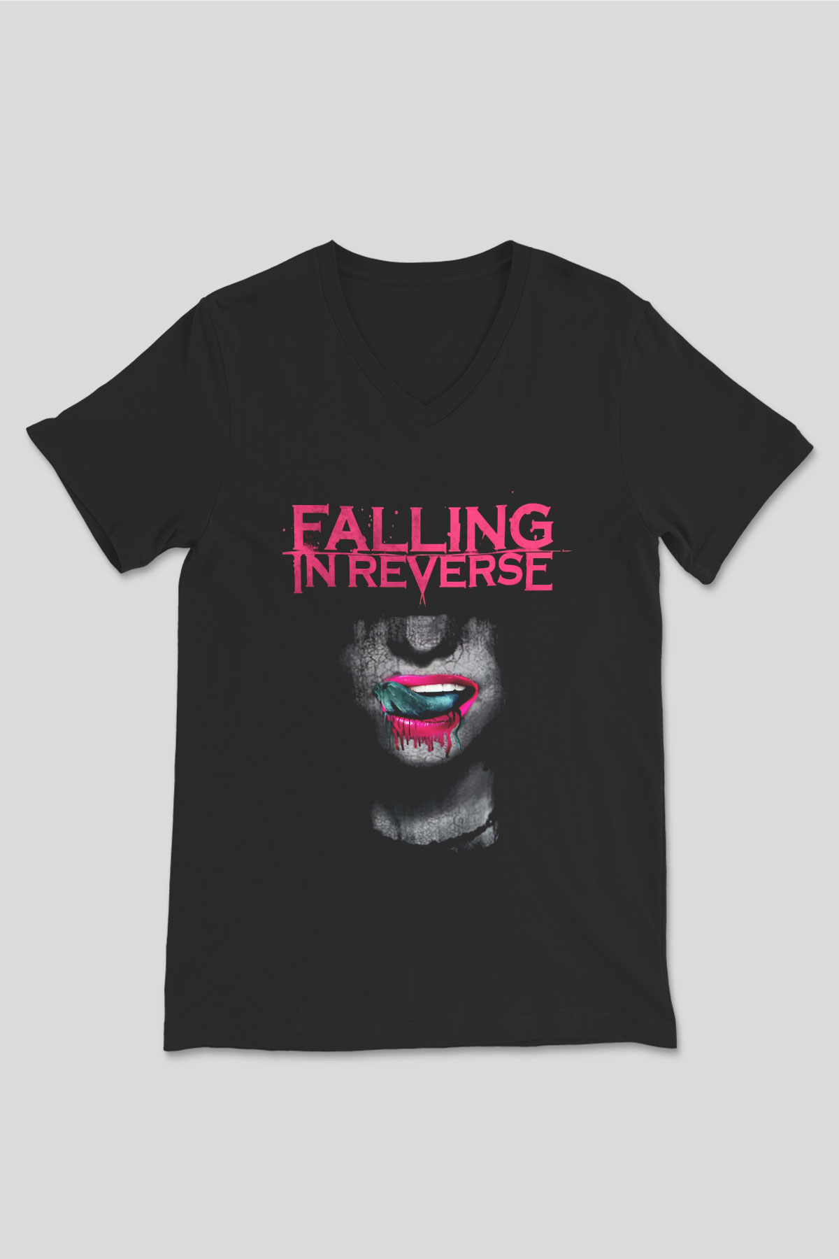 Falling In Reverse Siyah Unisex V Yaka Tişört