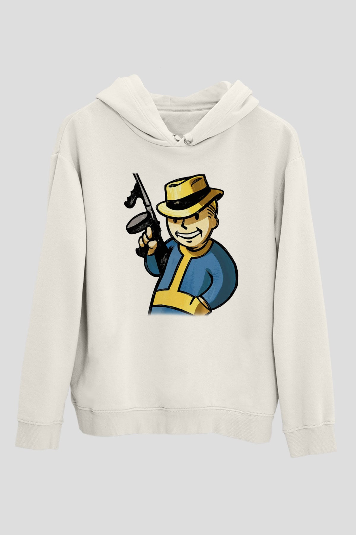 Fallout Beyaz Unisex Kapşonlu Sweatshirt