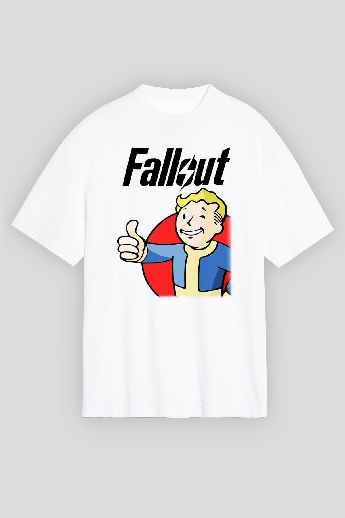 Fallout Beyaz Unisex Oversize Tişört T-Shirt