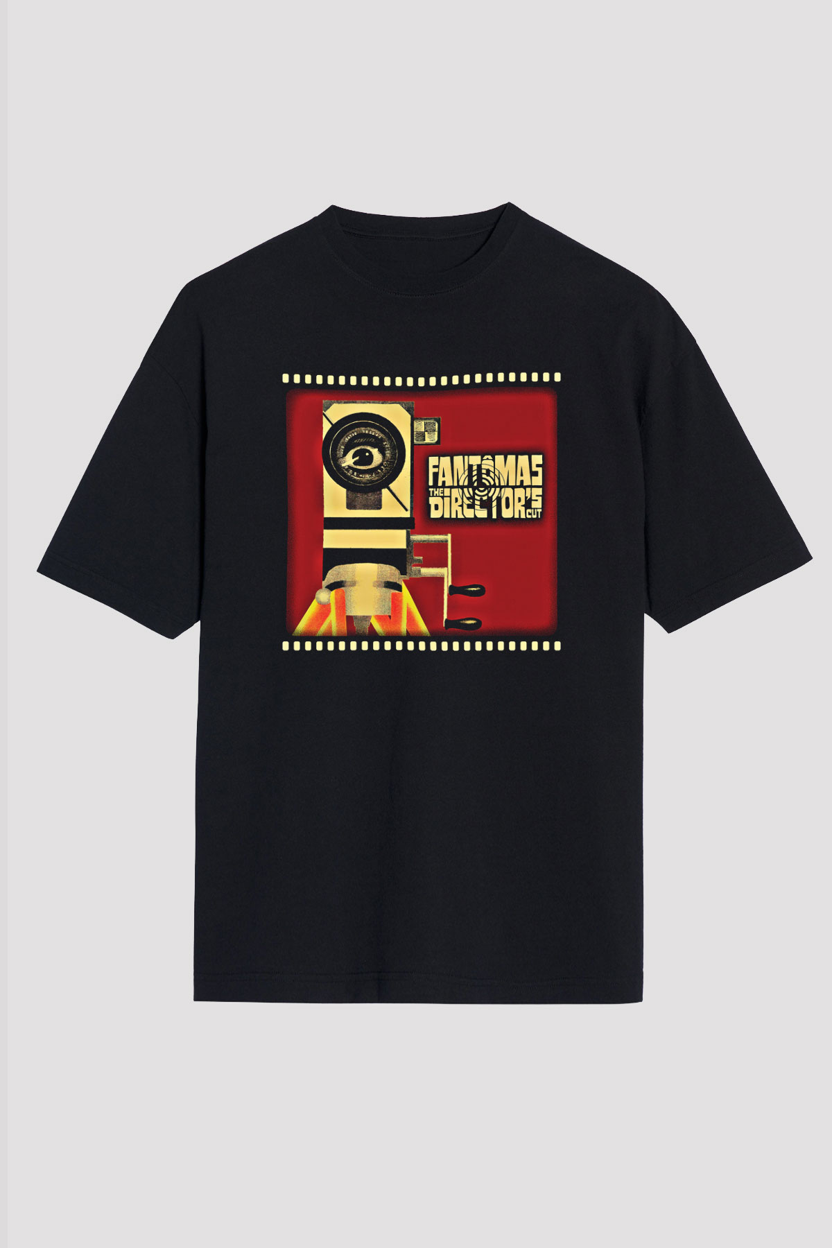 Fantomas Baskılı Unisex Siyah Oversize Tişört