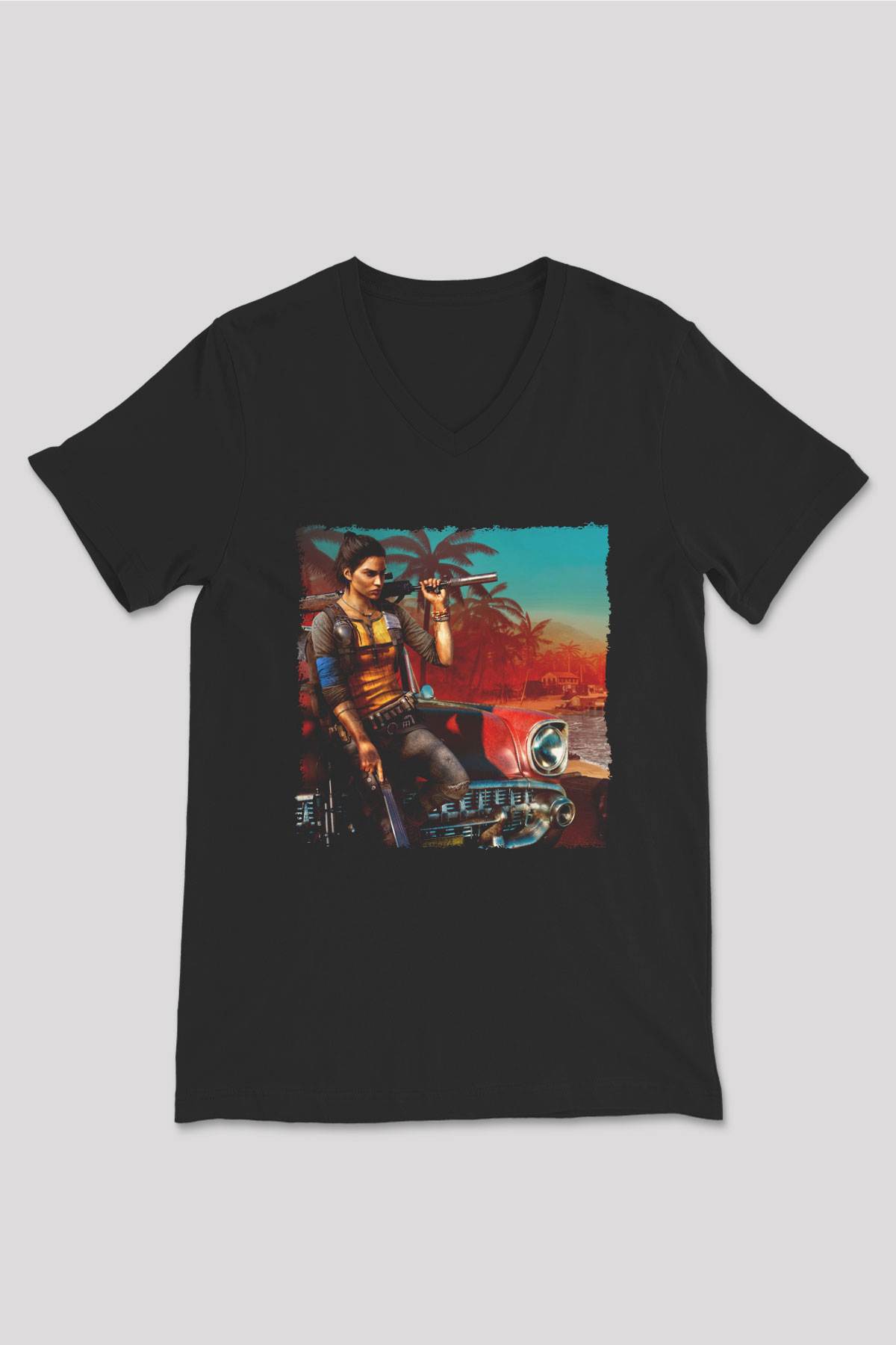 Far Cry Siyah Unisex V Yaka Tişört