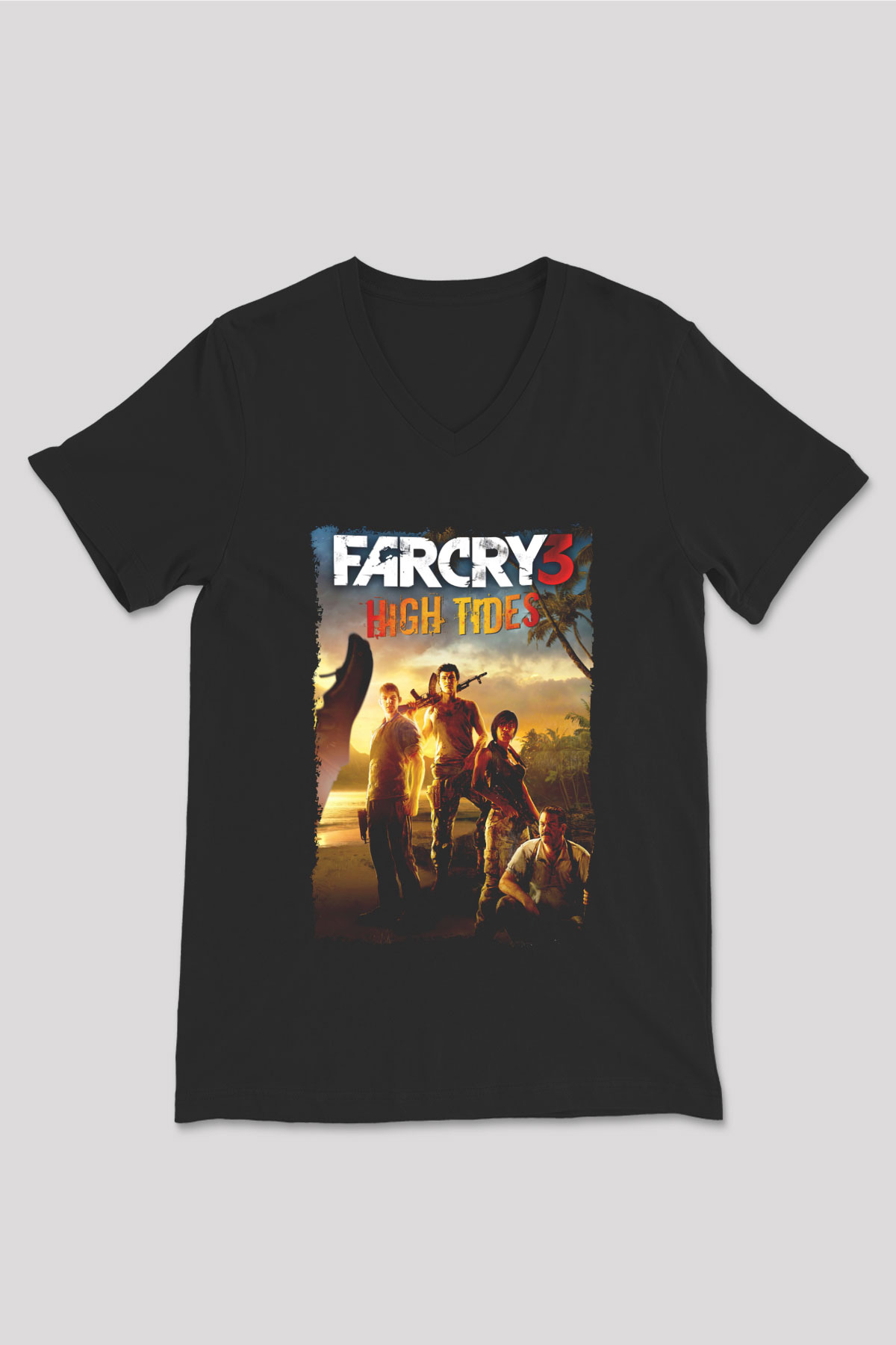 Far Cry Siyah Unisex V Yaka Tişört