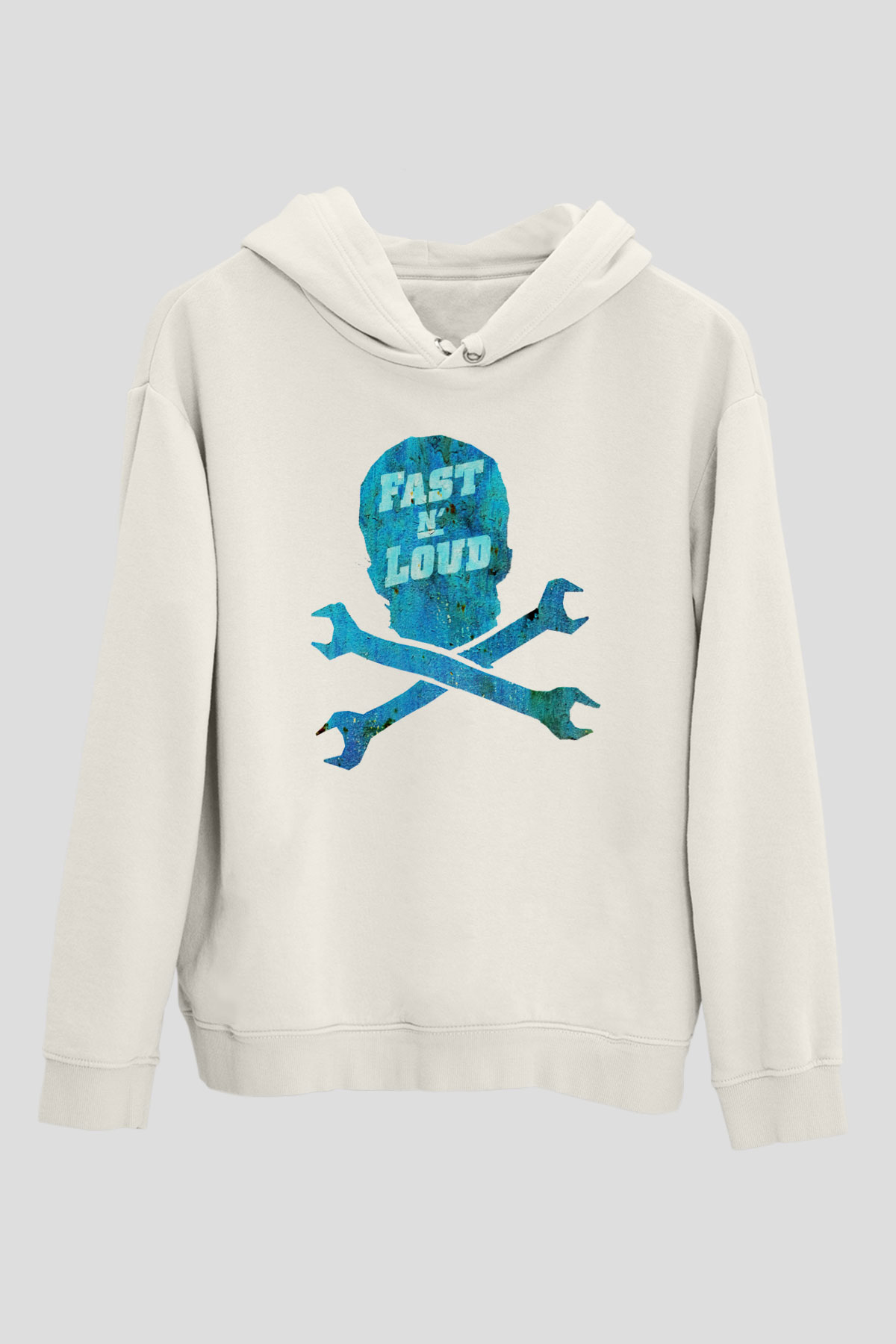 Fast N' Loud Beyaz Unisex Kapşonlu Sweatshirt