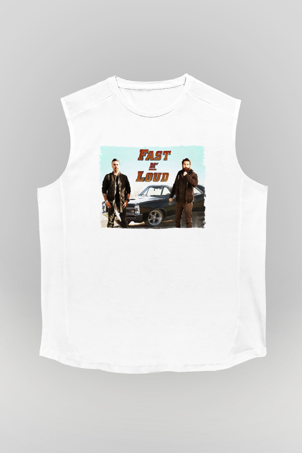 Fast N' Loud Beyaz Unisex Kolsuz Tişört