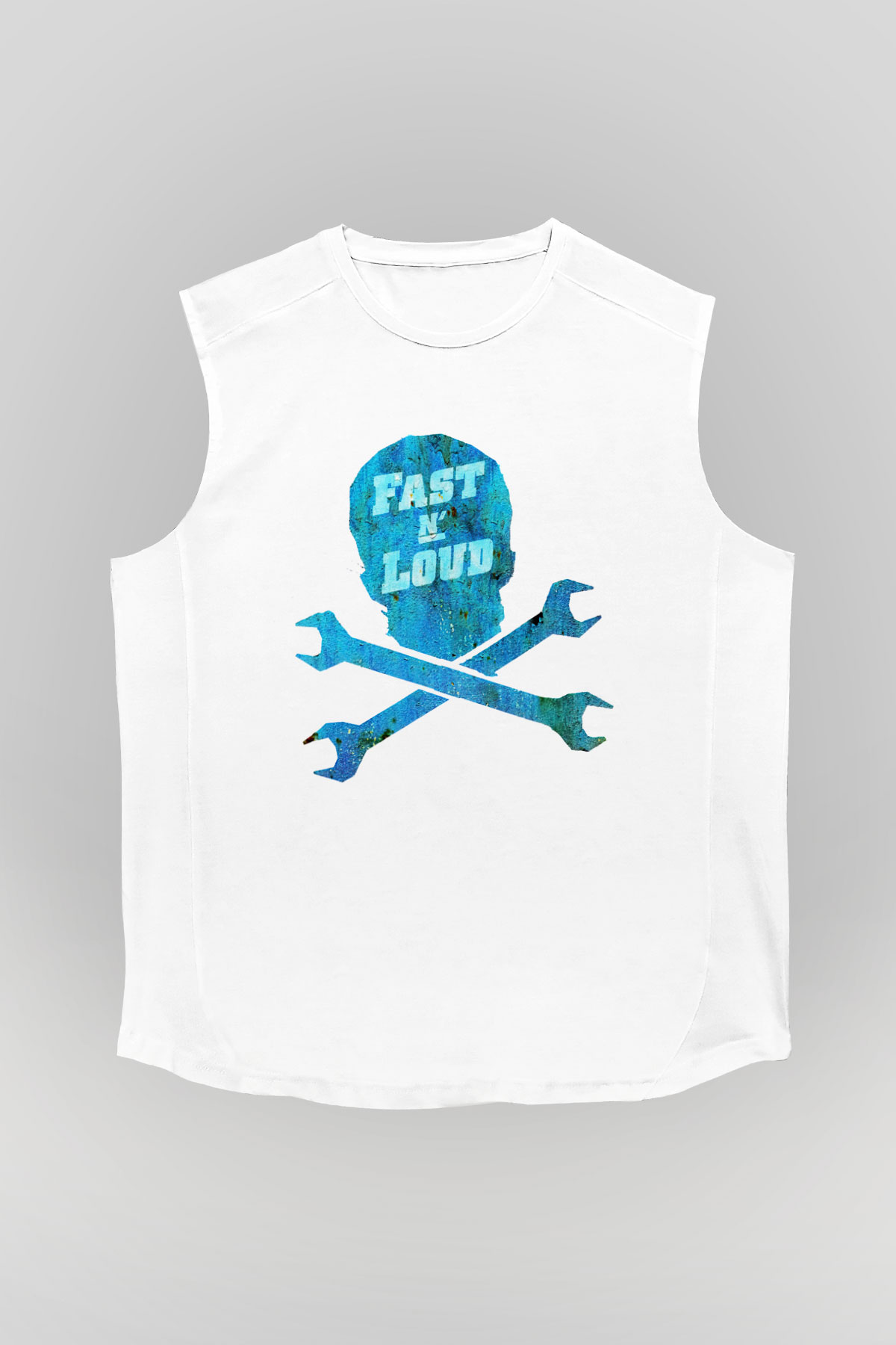 Fast N' Loud Beyaz Unisex Kolsuz Tişört
