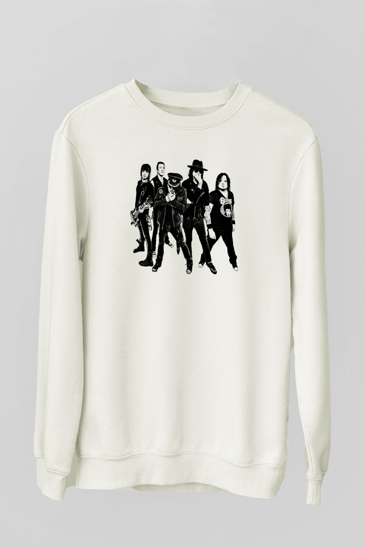 Faster Pussycat Baskılı Unisex Beyaz Sweatshirt