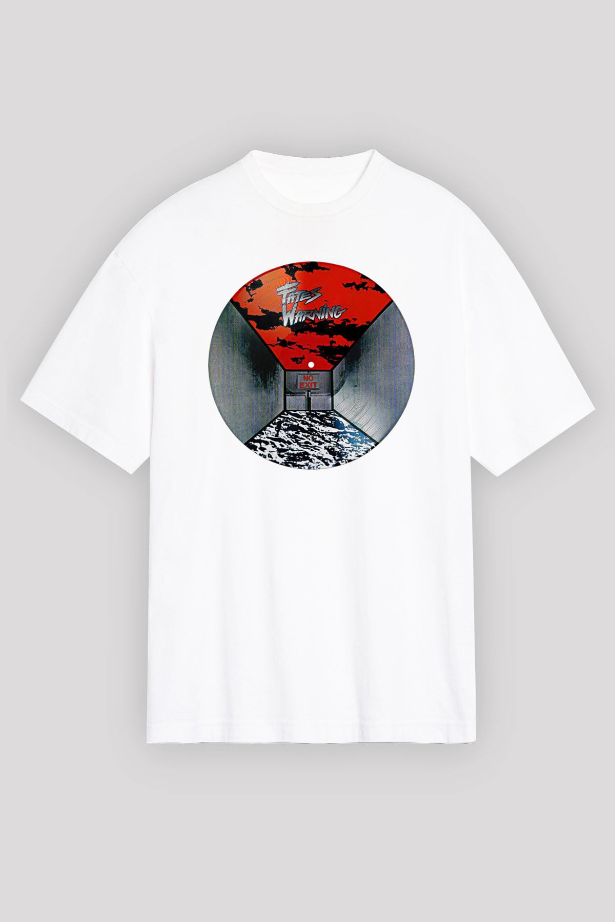Fates Warning Baskılı Beyaz Unisex Oversize Tişört - Tshirt