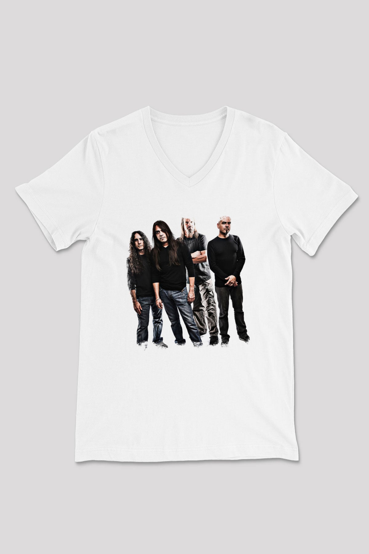 Fates Warning Baskılı Unisex Beyaz V Yaka Tişört
