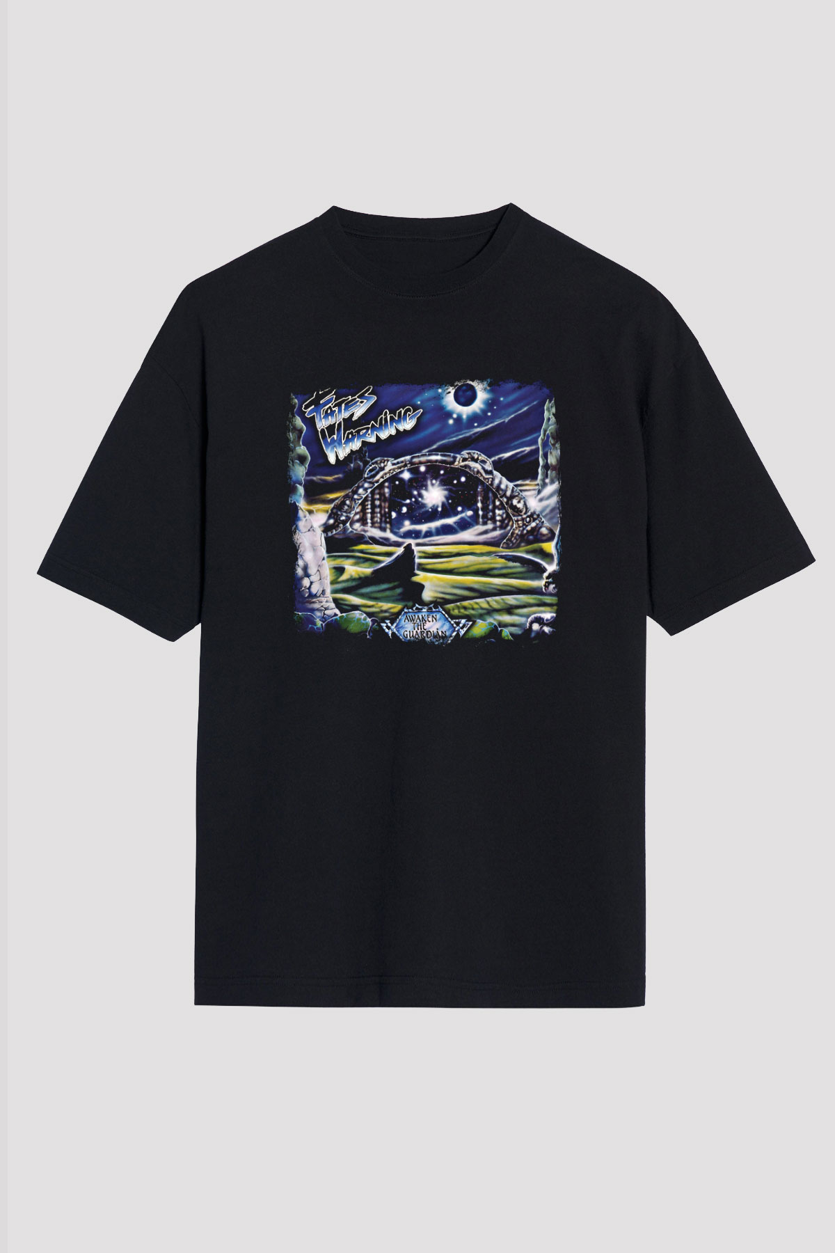 Fates Warning Baskılı Unisex Siyah Oversize Tişört
