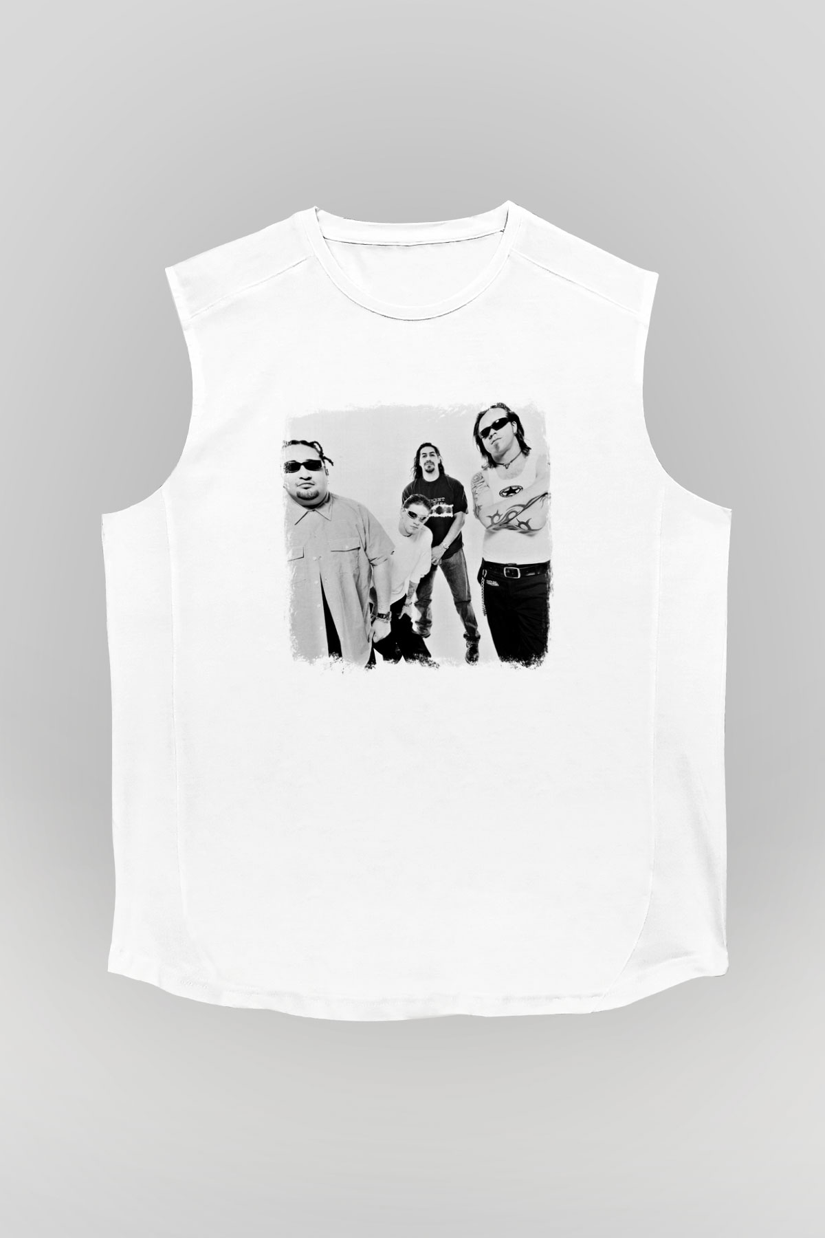 Fear Factory Baskılı Unisex Beyaz Kolsuz Tişört