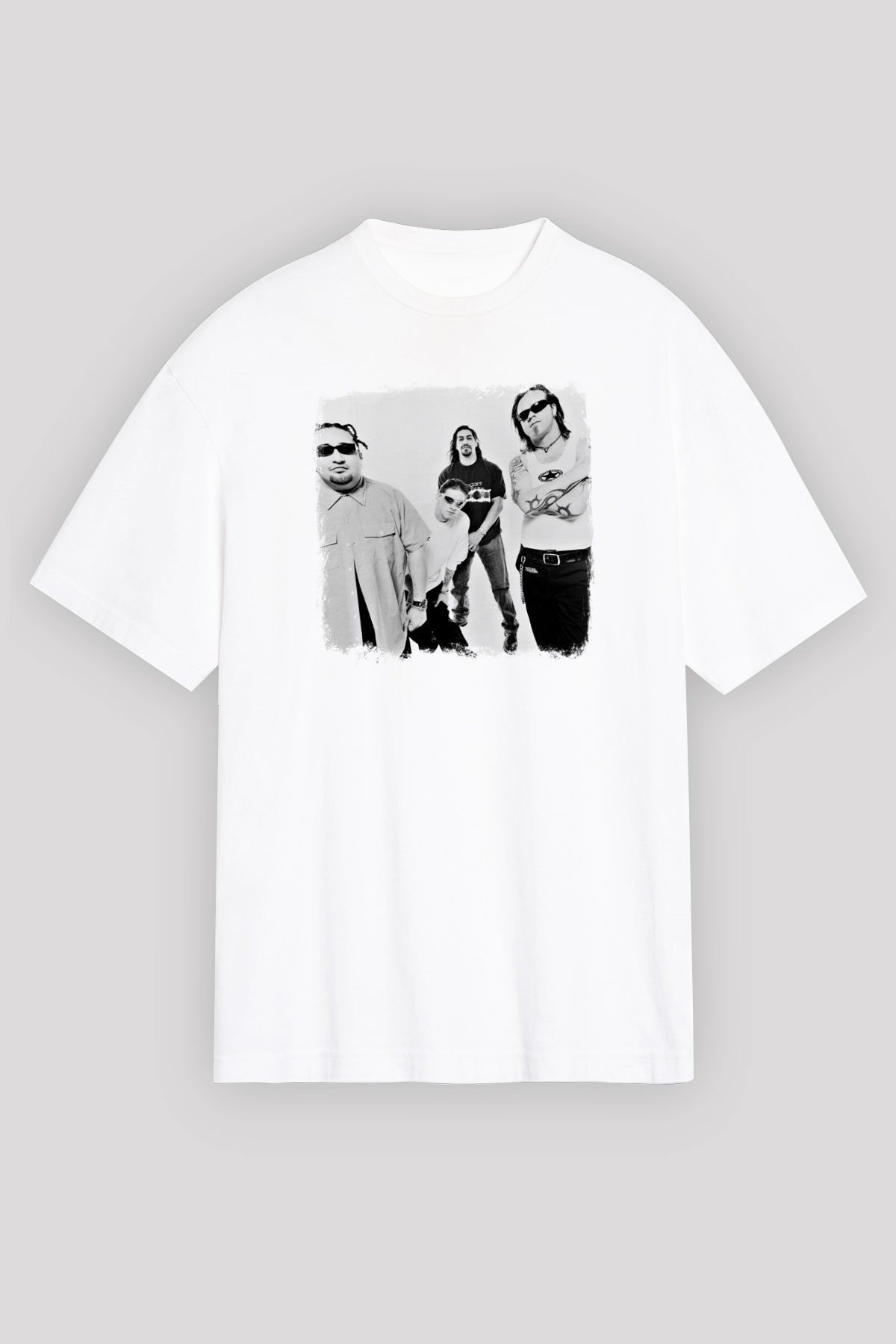 Fear Factory Baskılı Unisex Beyaz Oversize Tişört