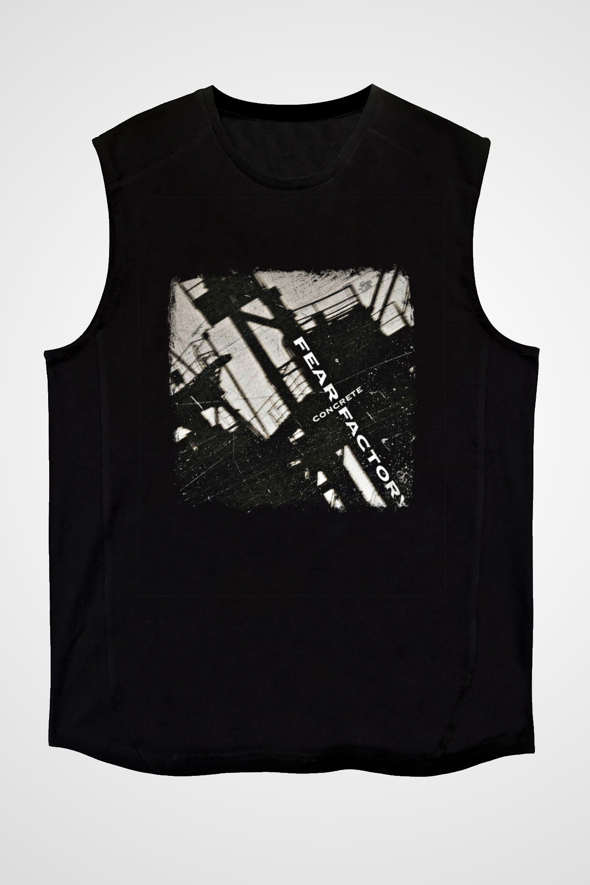 Fear Factory Baskılı Unisex Siyah Kolsuz Tişört
