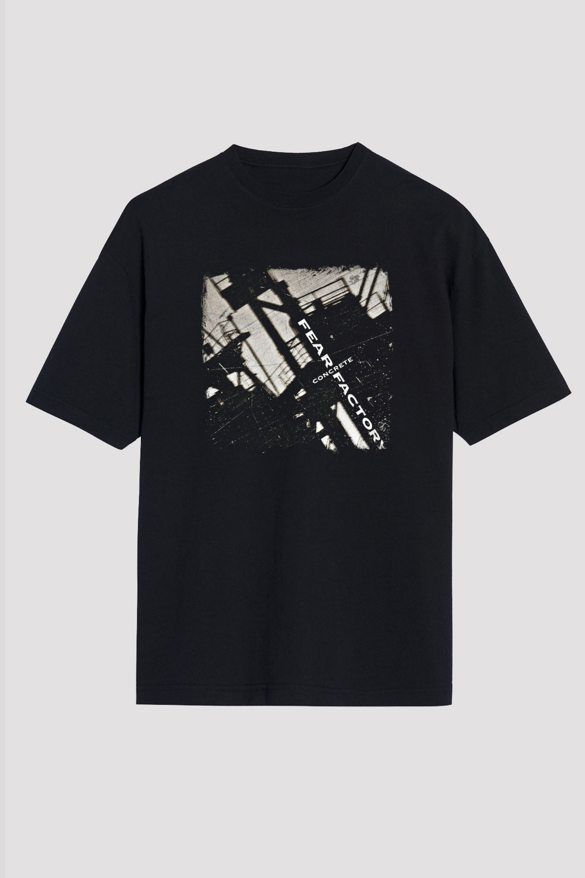Fear Factory Baskılı Unisex Siyah Oversize Tişört