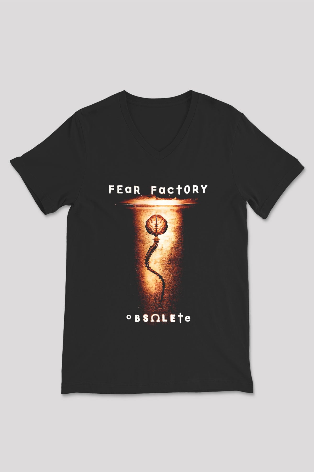 Fear Factory Siyah Unisex V Yaka Tişört T-Shirt