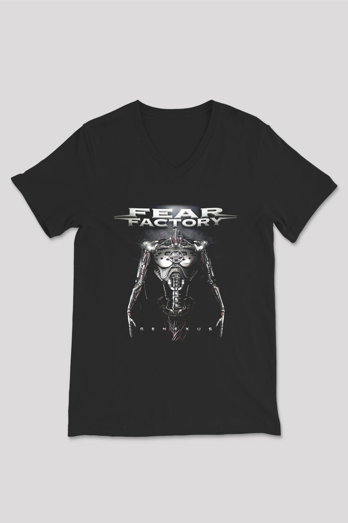 Fear Factory Siyah Unisex V Yaka Tişört T-Shirt