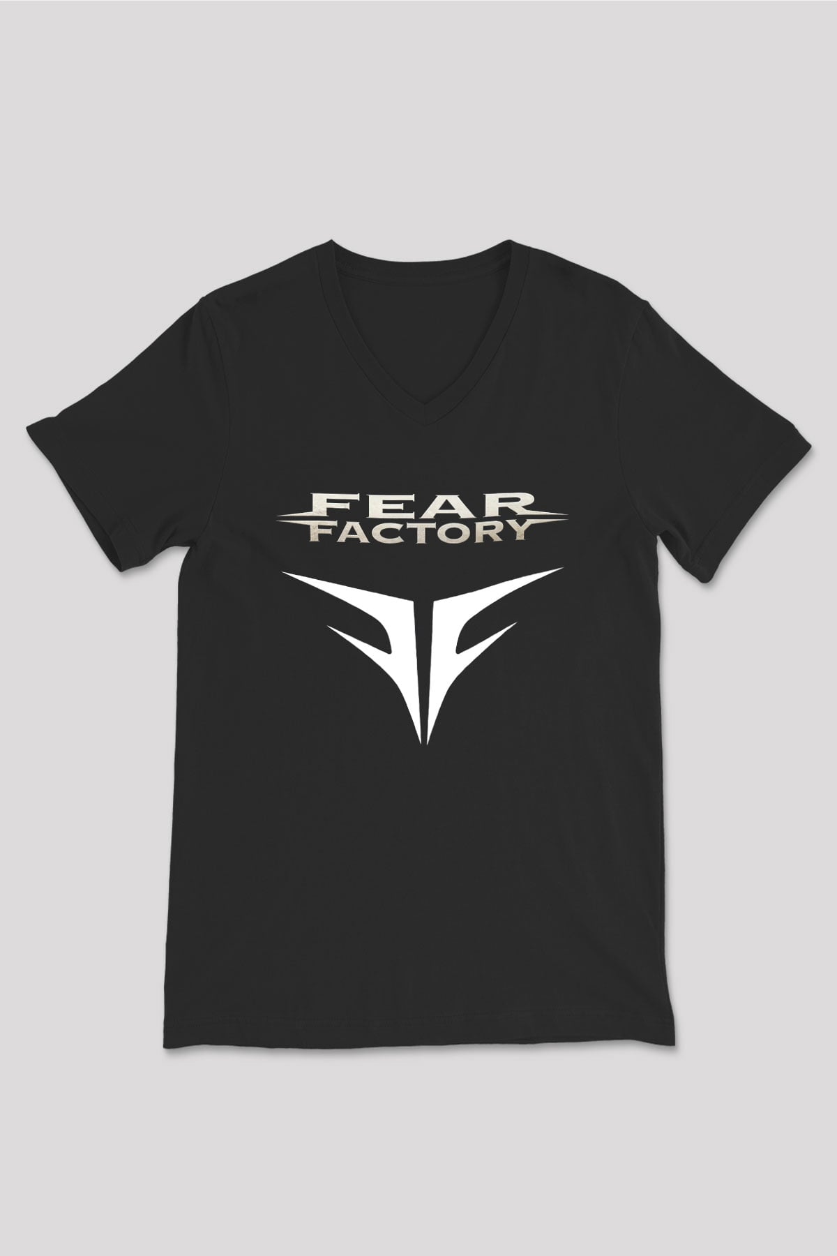Fear Factory Siyah Unisex V Yaka Tişört T-Shirt