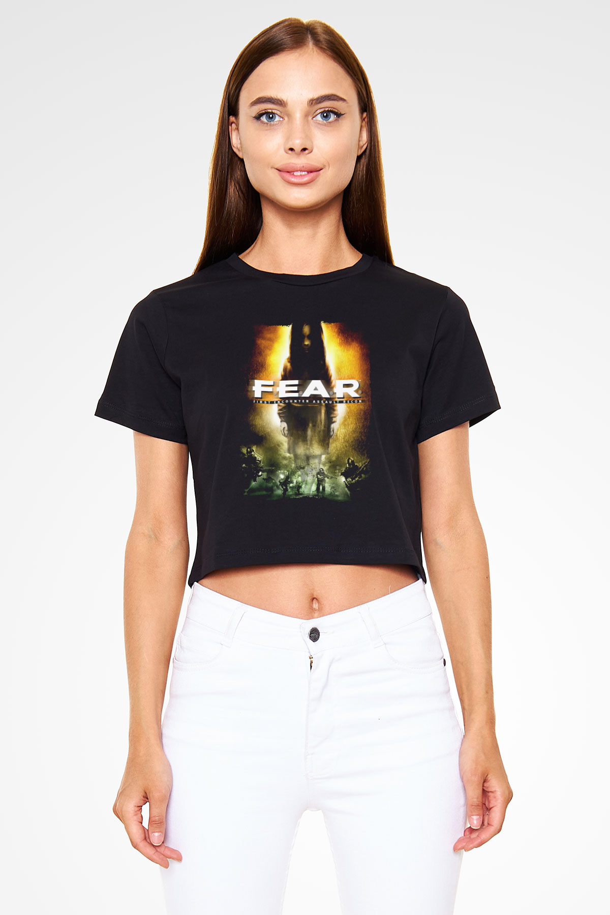 Fear Siyah  Crop Top Tişört
