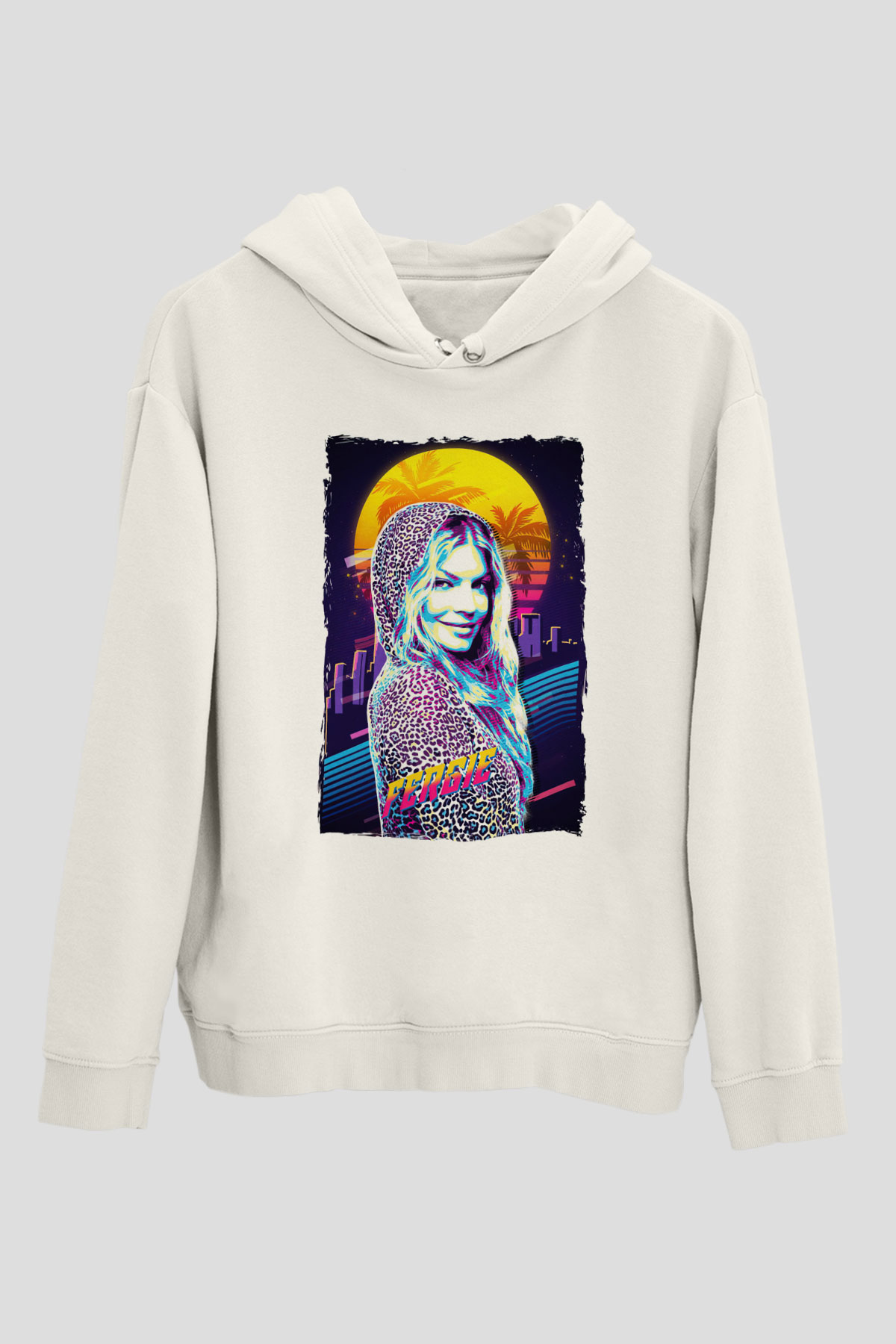 Fergie Beyaz Unisex Kapüşonlu Sweatshirt