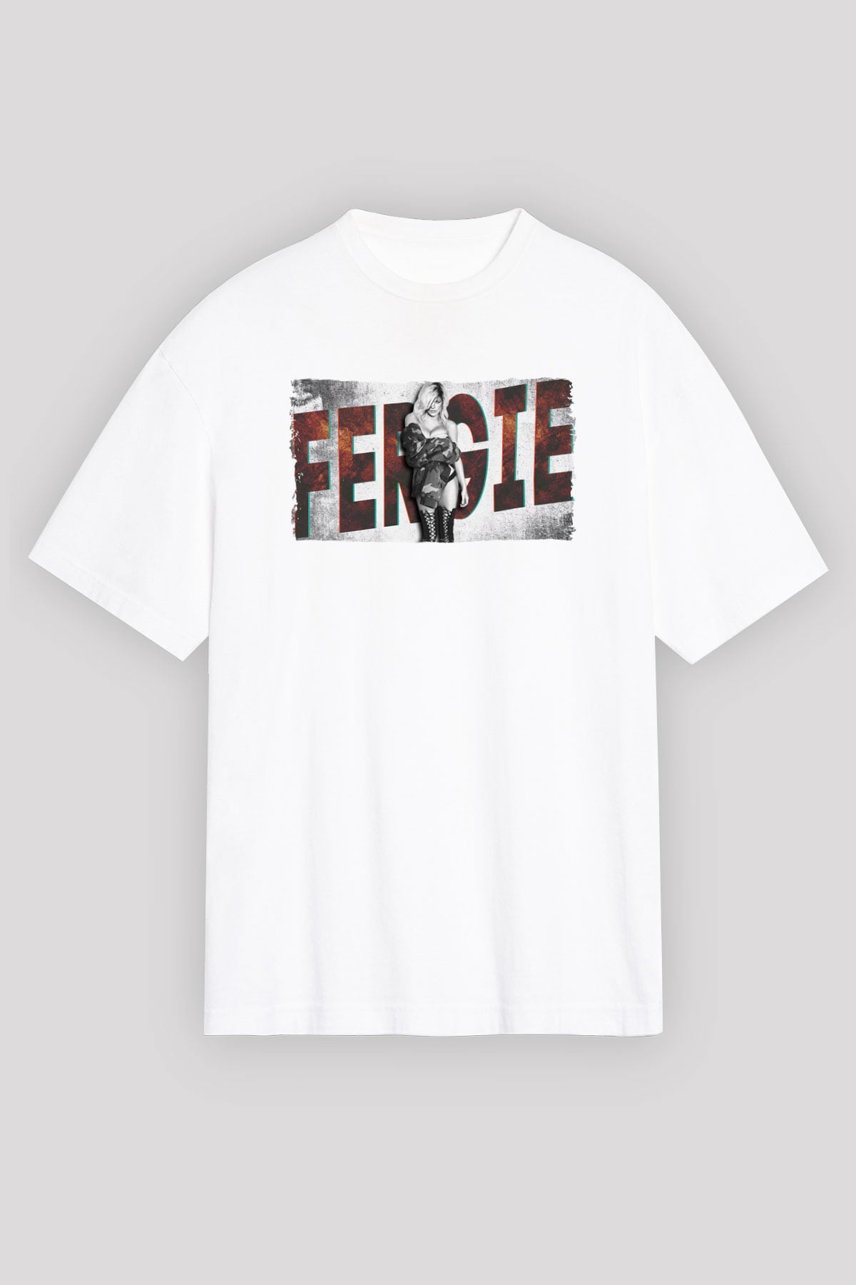 Fergie Beyaz Unisex Tişört T-Shirt - TişörtFabrikası