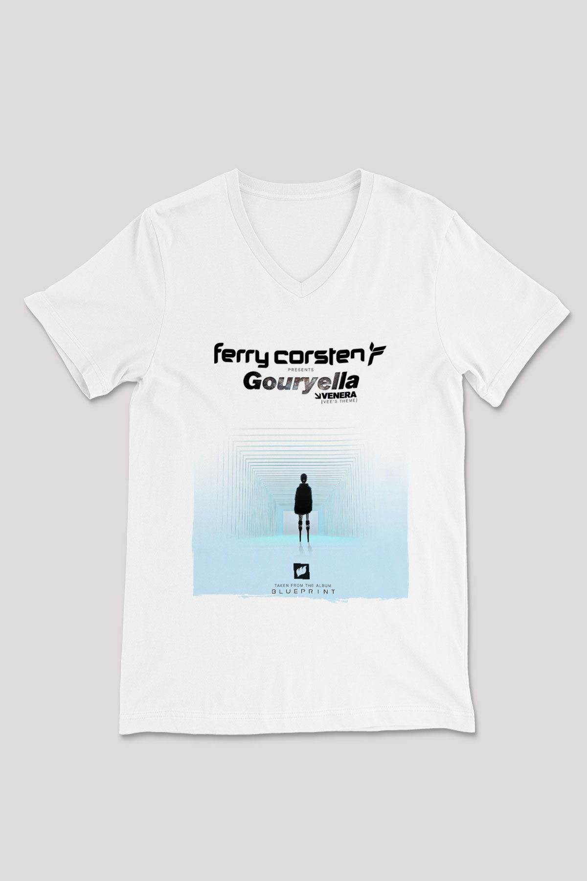 Ferry Corsten Beyaz Unisex V Yaka Tişört